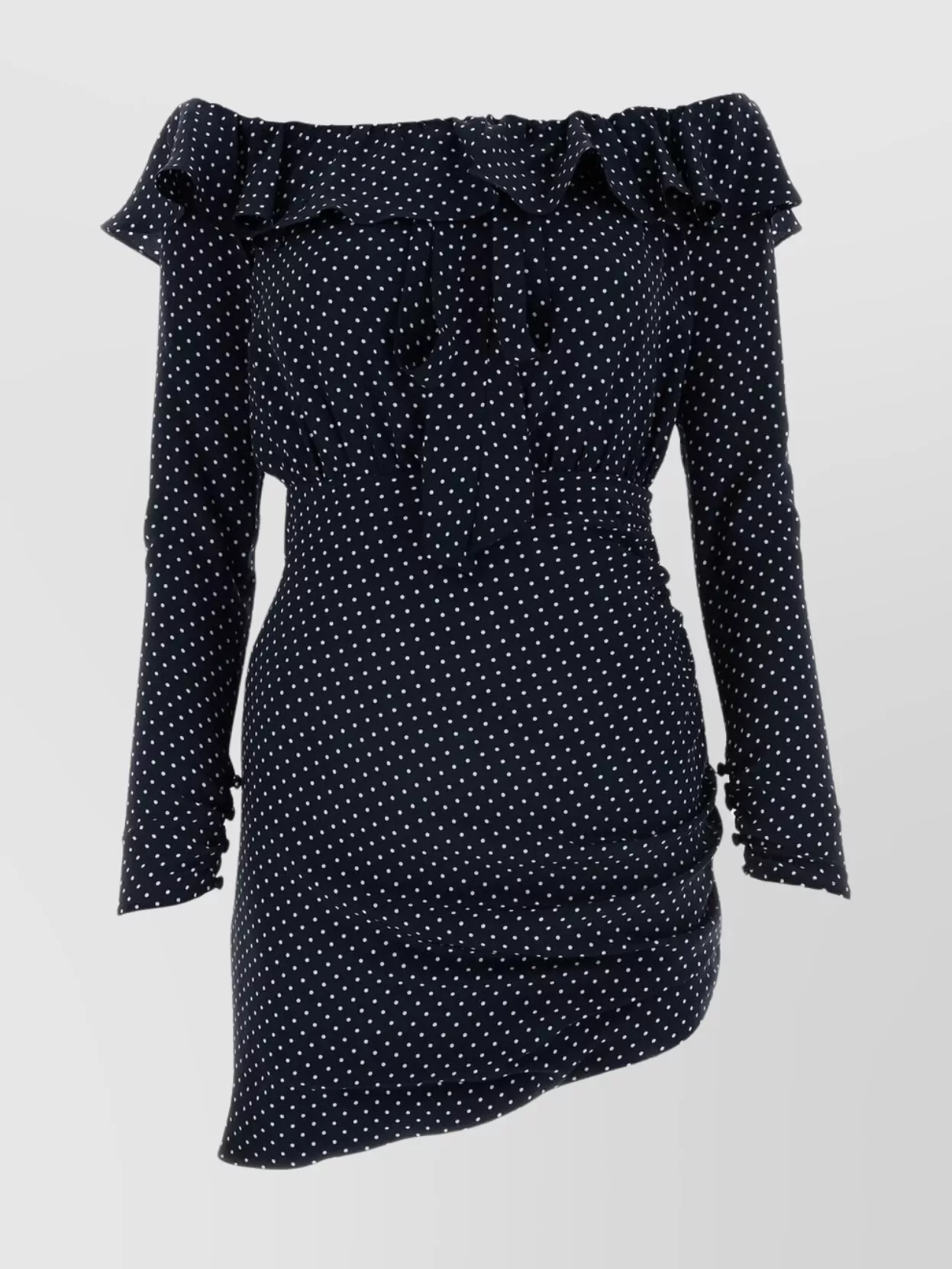 Shop Alessandra Rich Silk Mini Dress With Asymmetric Hemline And Polka-dots
