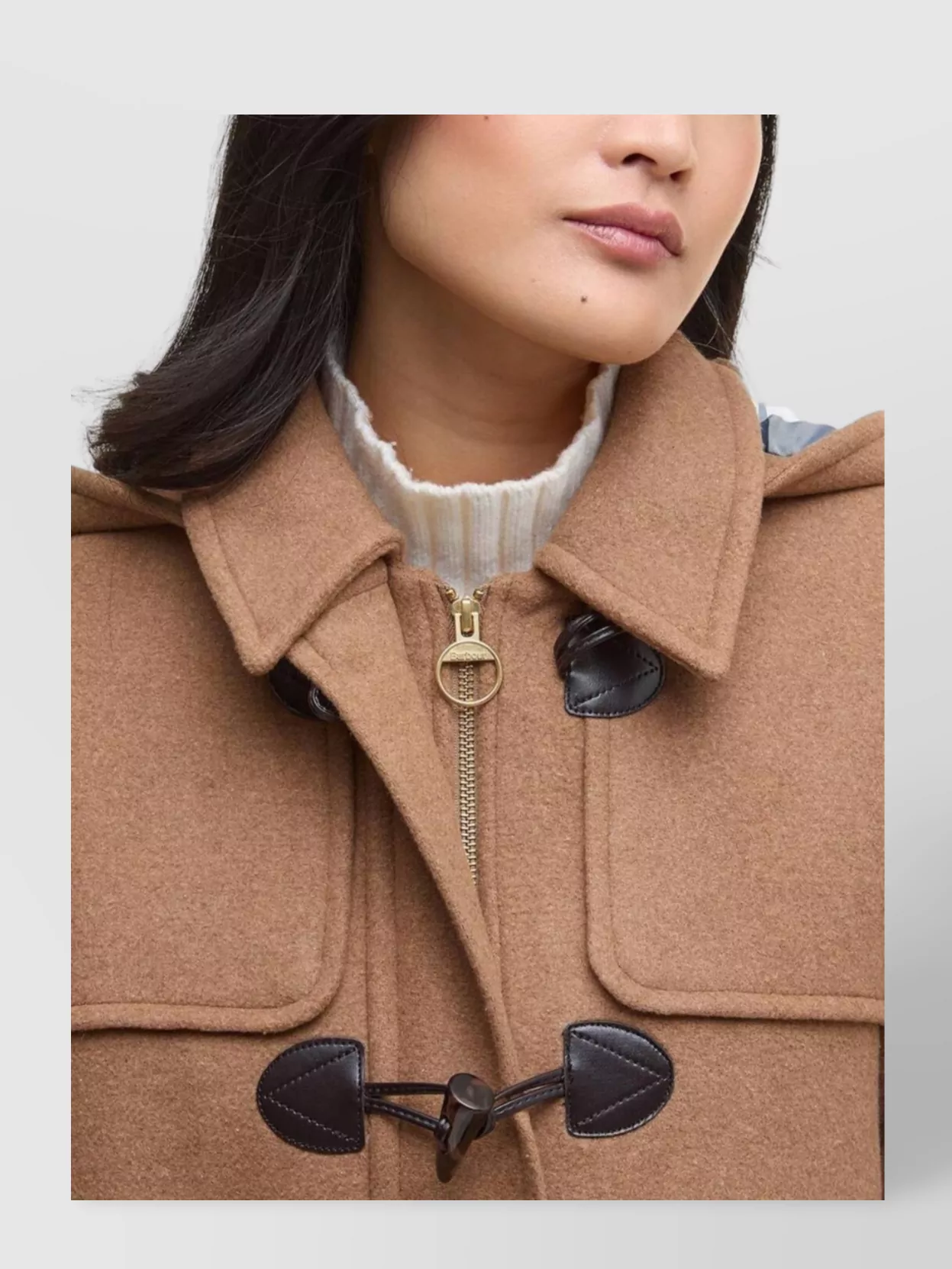 Barbour Long Hooded Coat Front Pockets