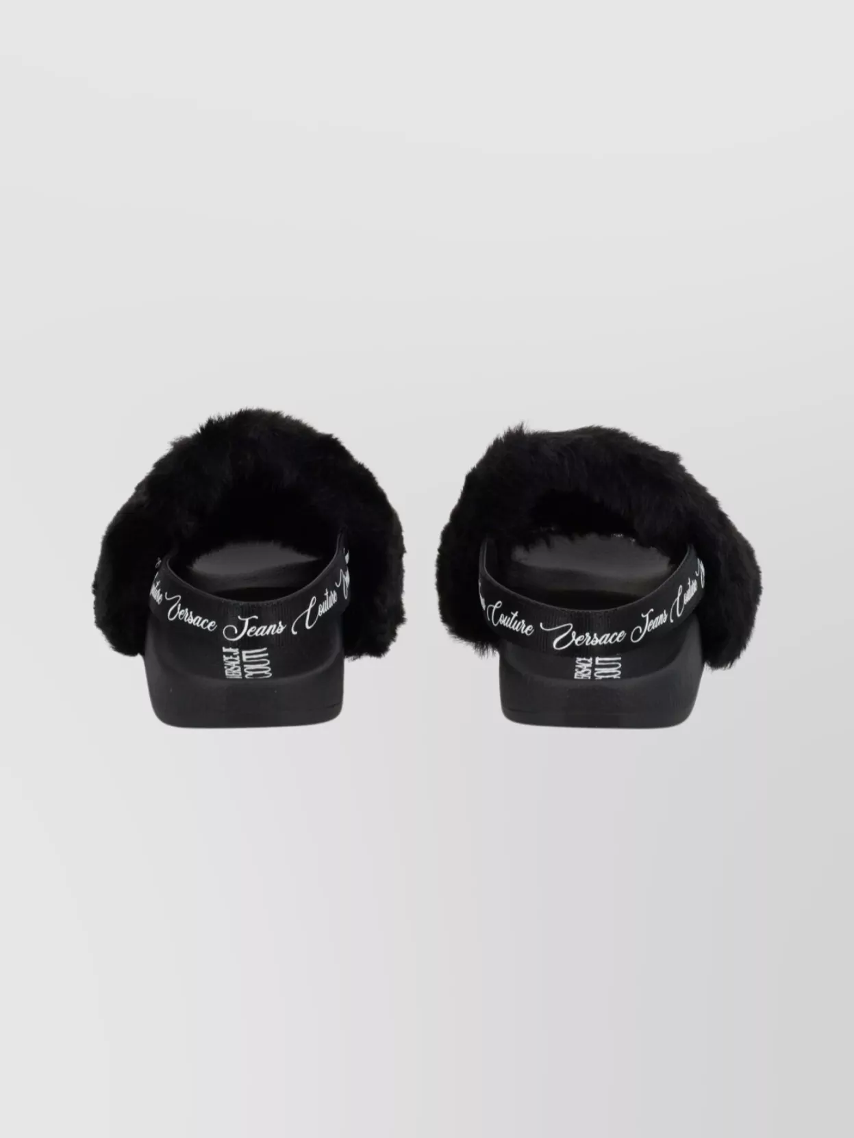Versace Jeans Couture Faux Fur Strap Flat Sandals Open Toe
