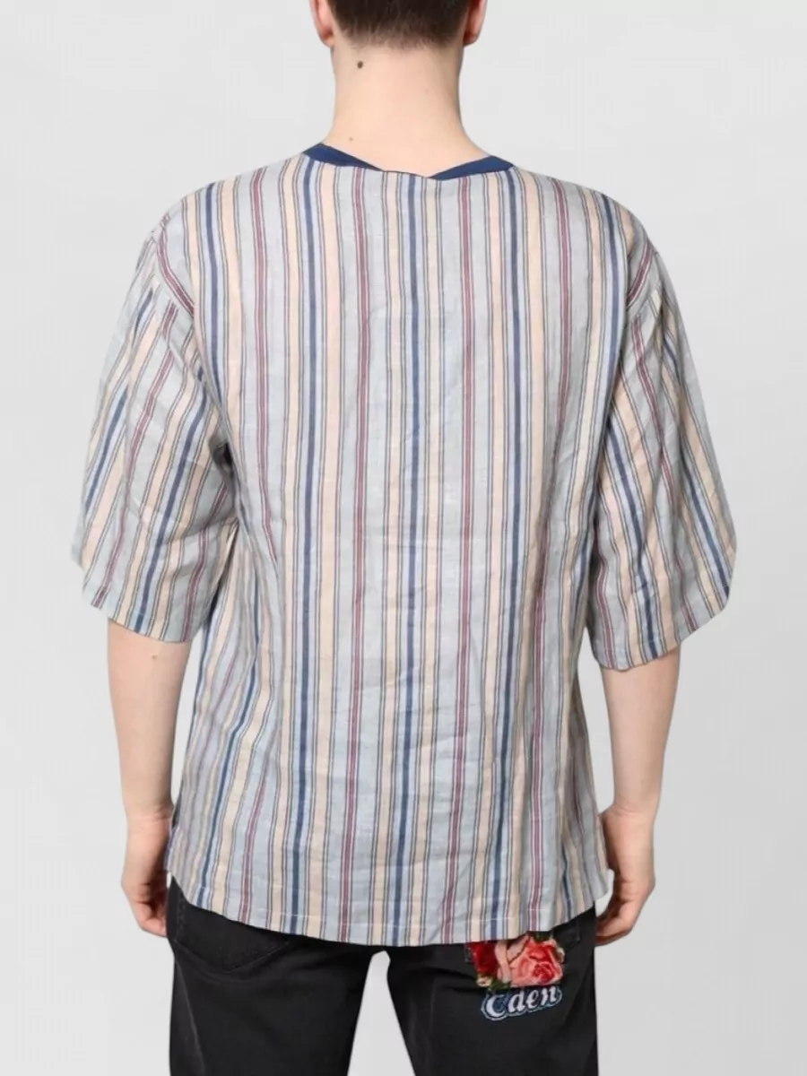 Dolce&Gabbana Striped Linen Relaxed-Fit Short-Sleeve T-Shirt