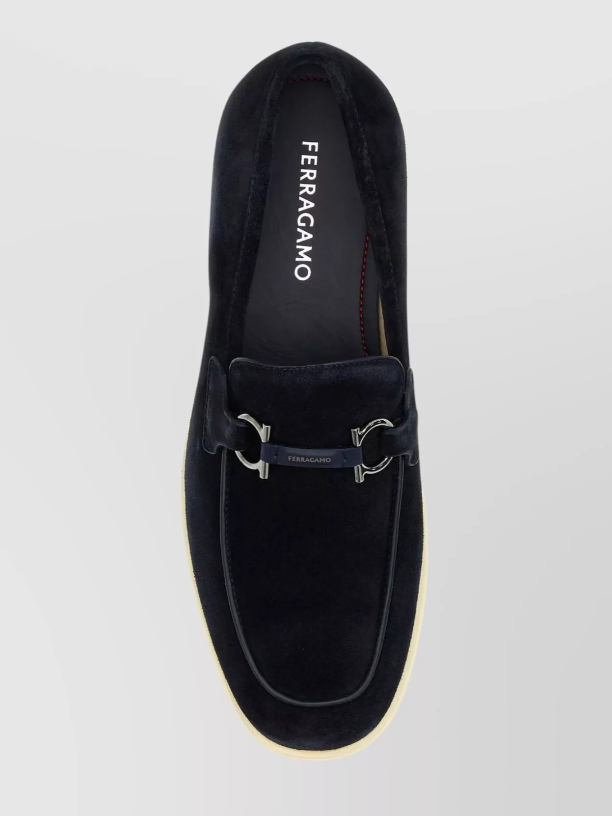 Ferragamo Leather Loafers With Gancini Ornament In Black