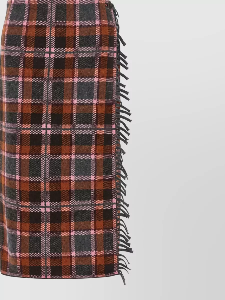 Guest In Residence cashmere wool tartan wrap midi pencil skirt