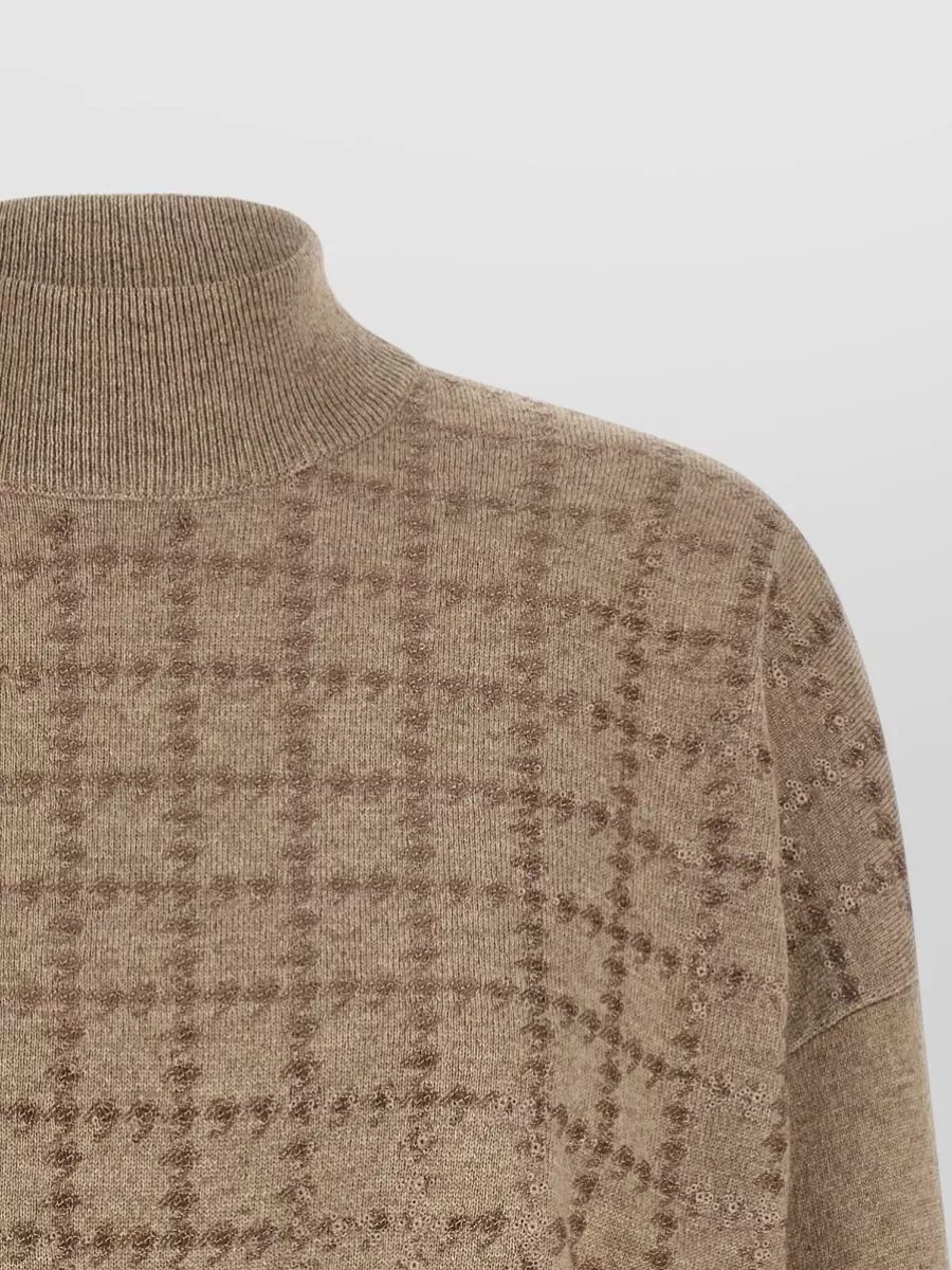 Brunello Cucinelli Cashmere Ribbed Turtleneck Sequin Sweater