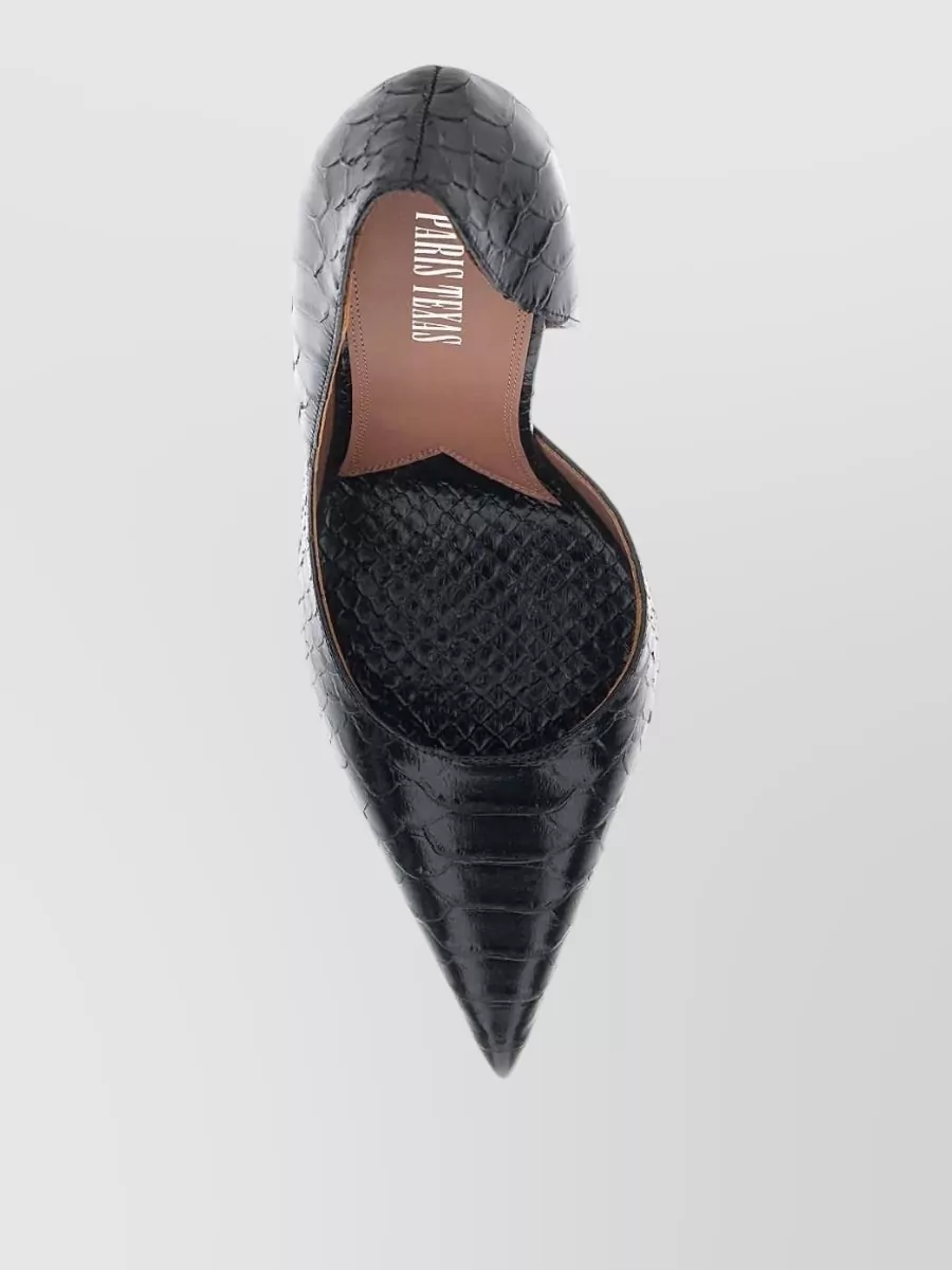 Paris Texas Leather Snake-Effect Pointed-Toe Pumps