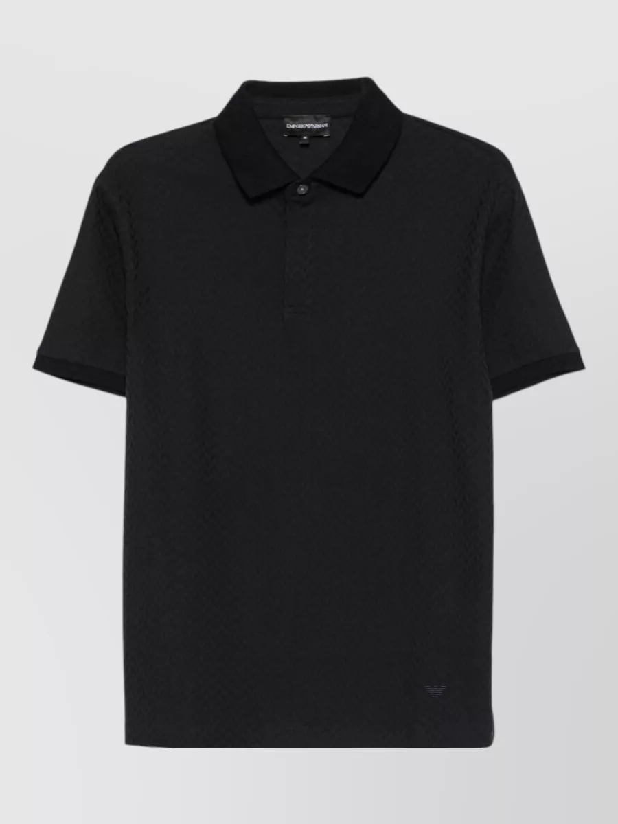 Emporio Armani cotton chevron-knit short-sleeve polo shirt
