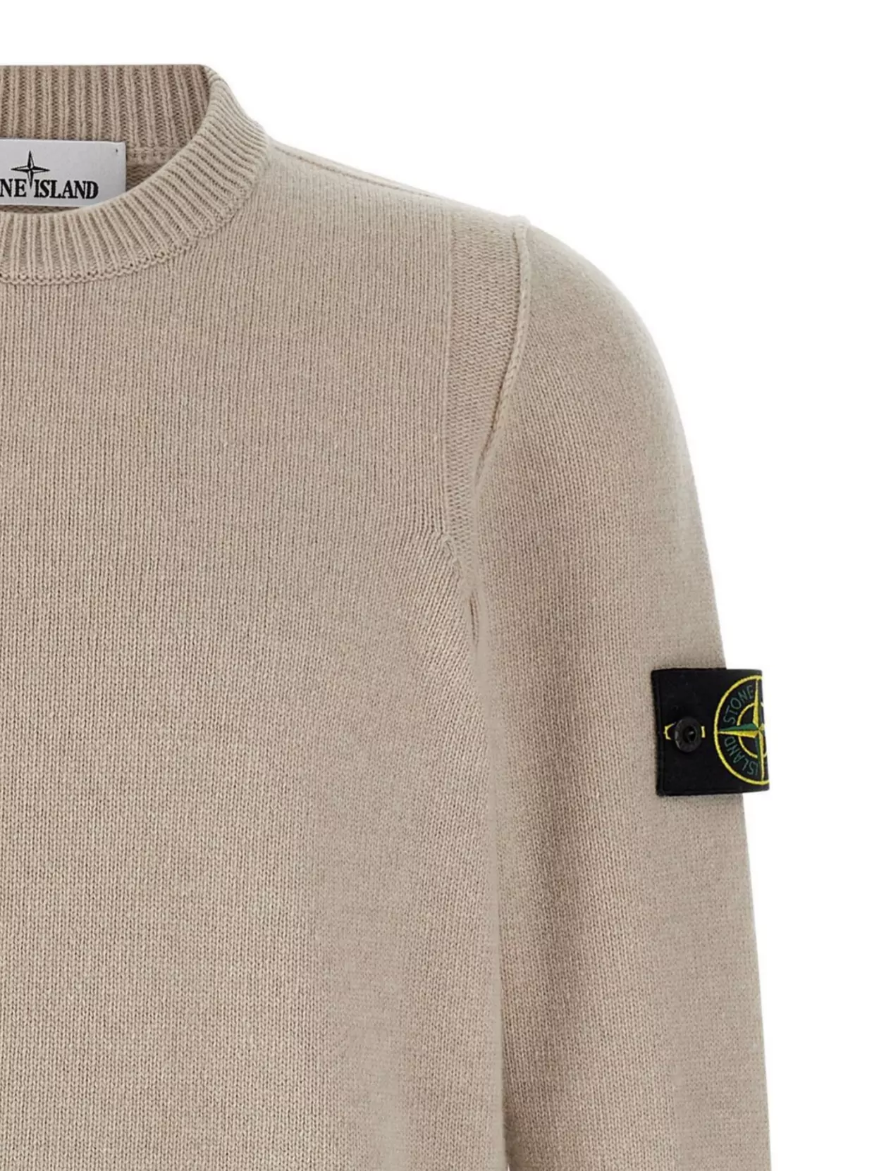 Stone Island Logo Badge Sweater Sweaters And Cardigans Beige In Neutral