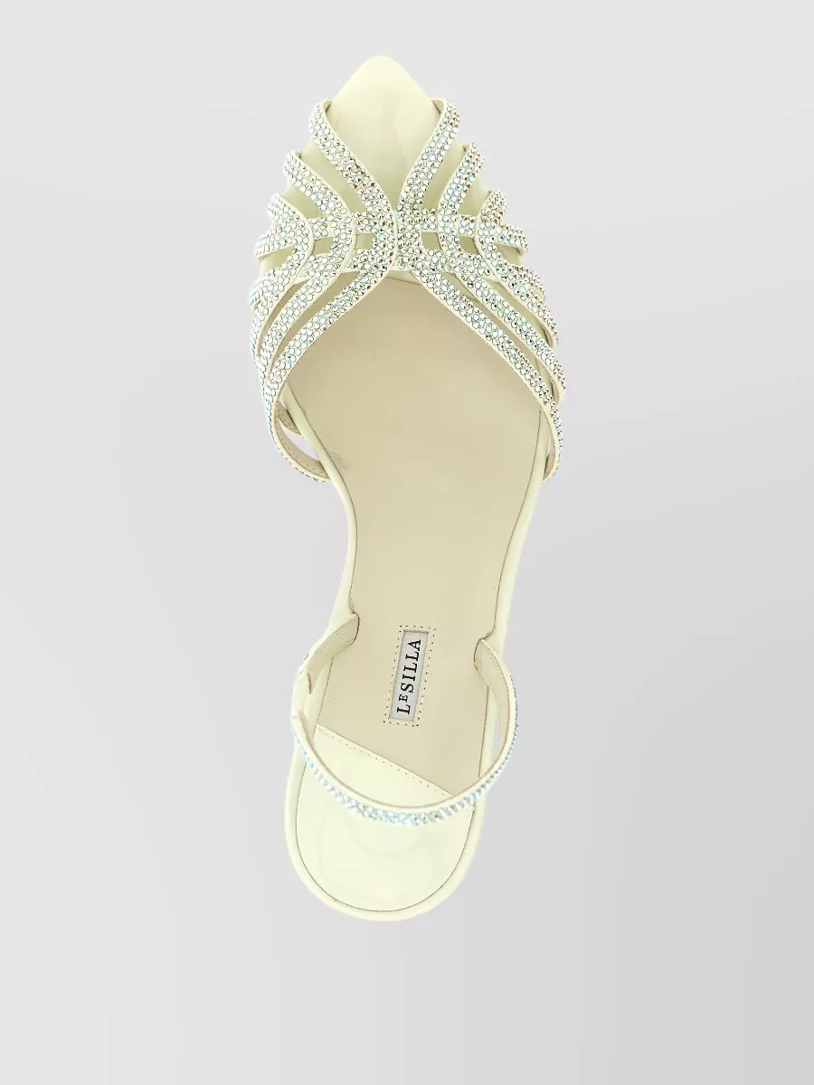Le Silla Leather Rhinestone Sandals