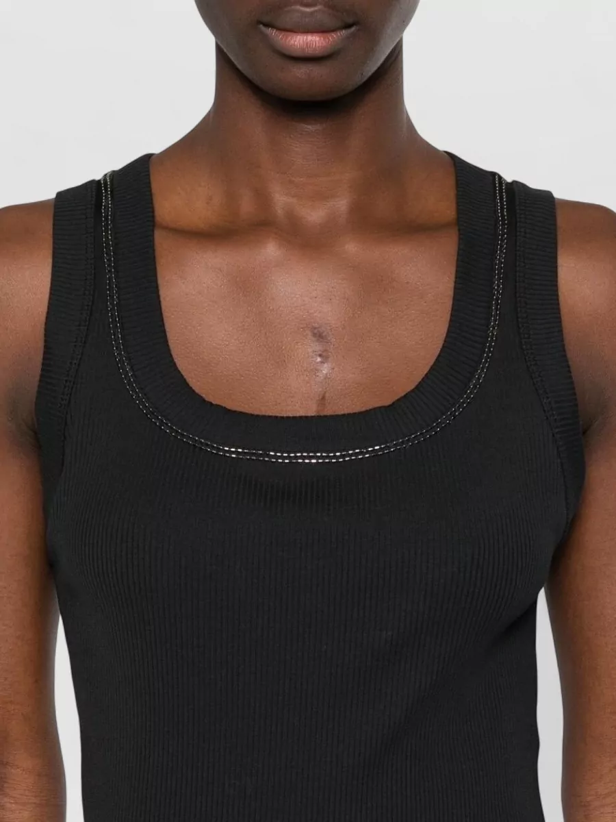 Brunello Cucinelli Cotton Tank Scoop Neck Ribbed Neckline
