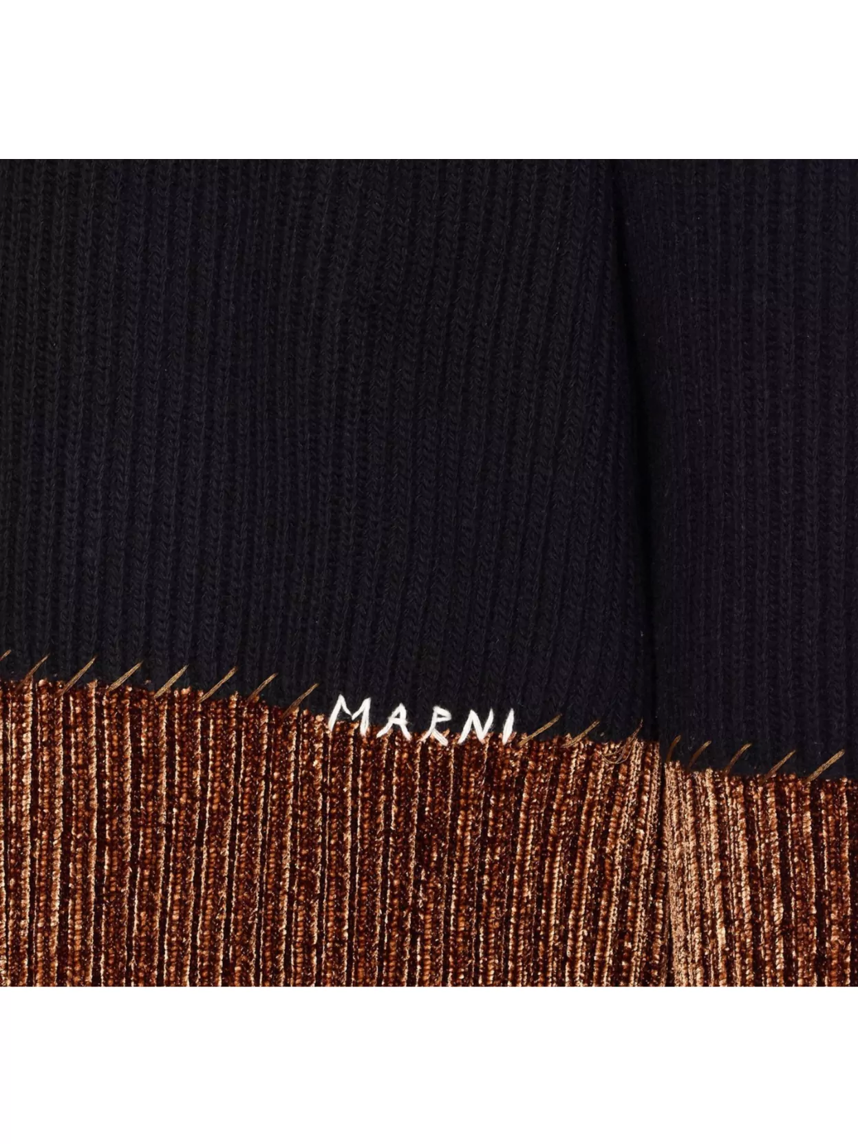 Marni Crewneck Sweater With Contrast Hem And Ribbed Texture In Blue