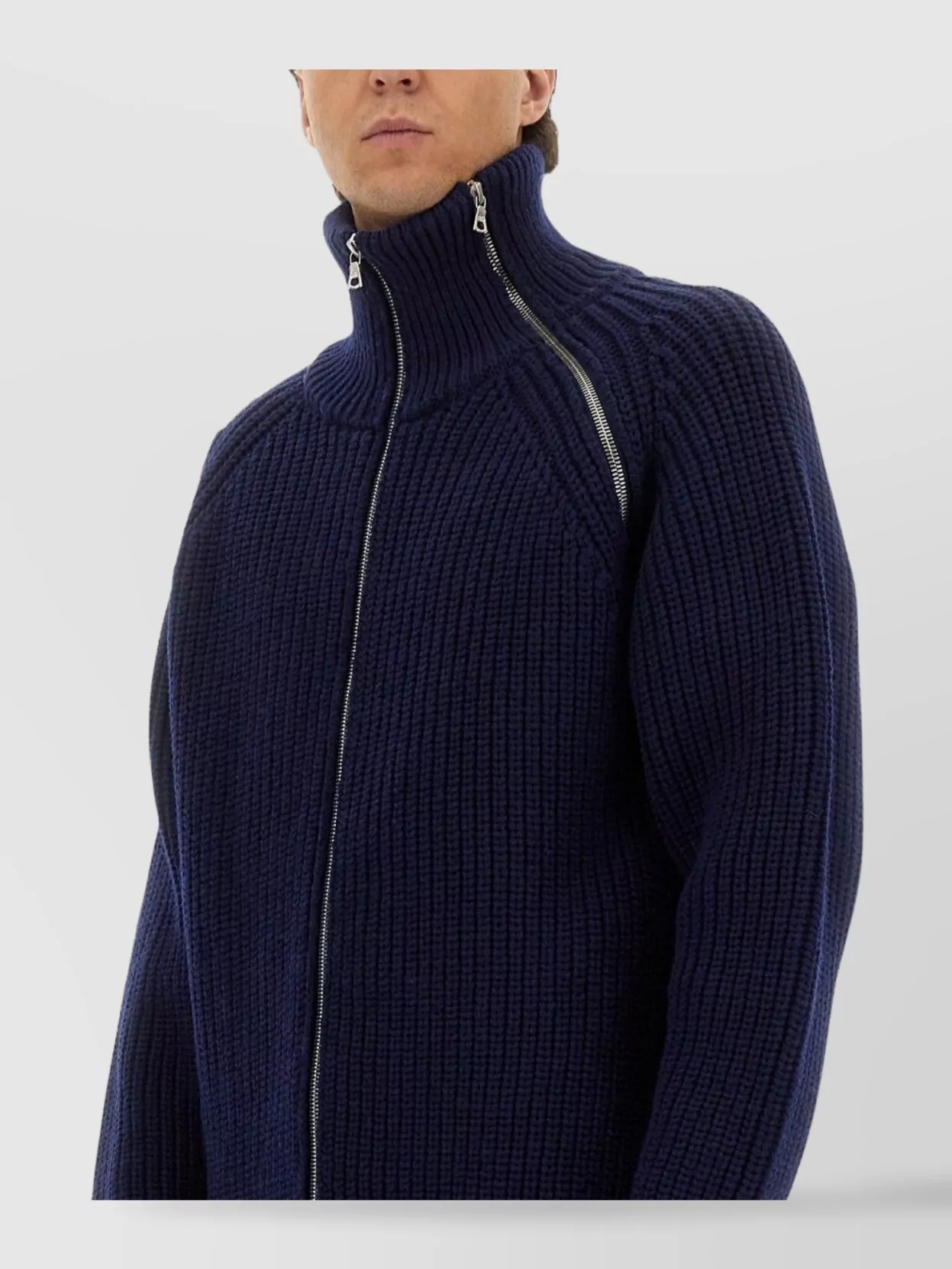 Dries Van Noten Chunky Knit High Collar Wool Sweater