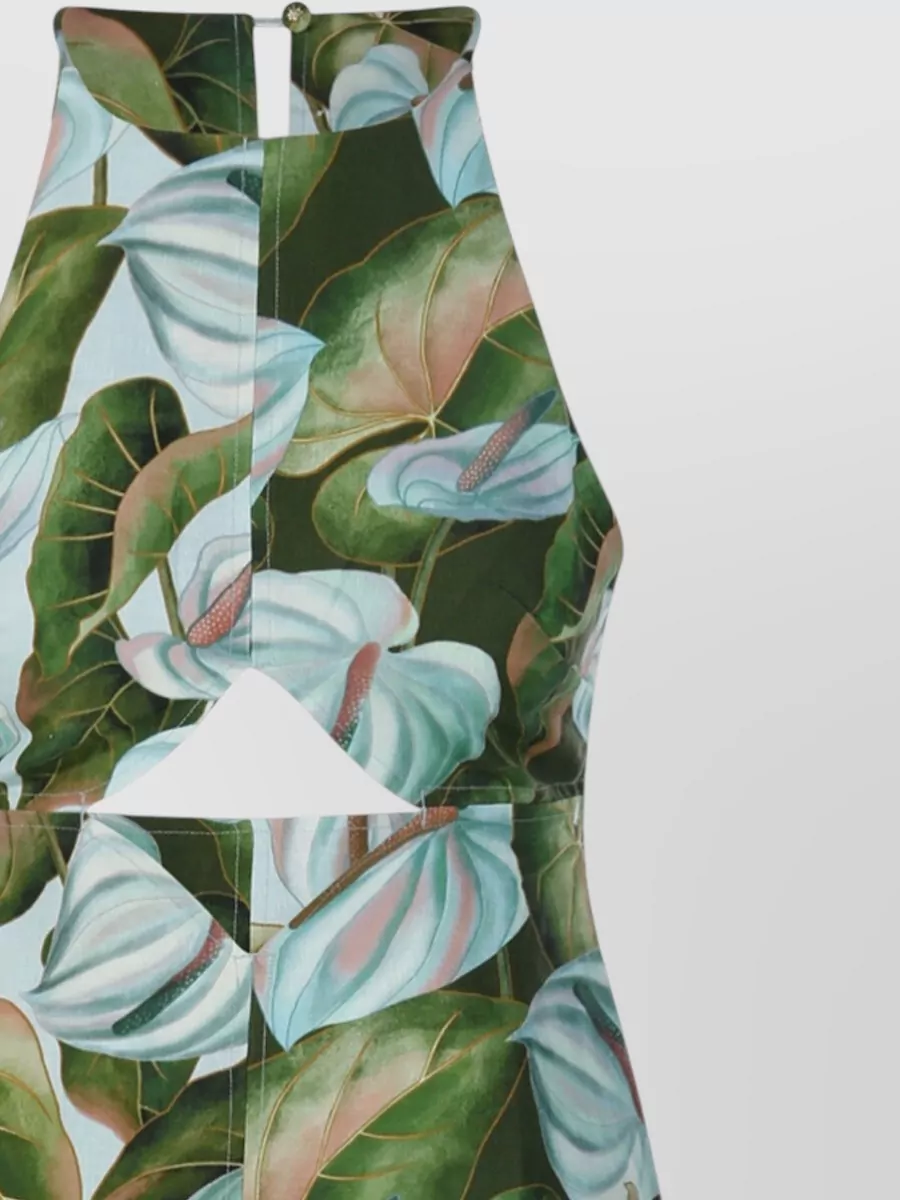 Farm Rio Linen Diamond Cutout Midi Dress