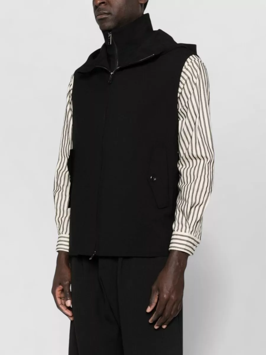 Emporio Armani Wool Hooded Vest Sleeveless Front Pockets