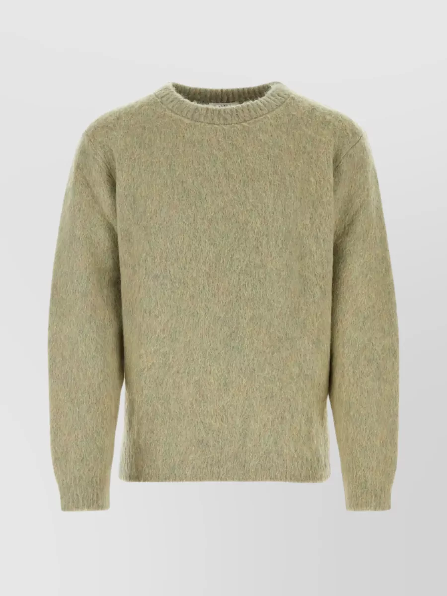 Shop Lemaire Crew-neck Stretch Sweater In Luxurious Mohair Blend In Brown