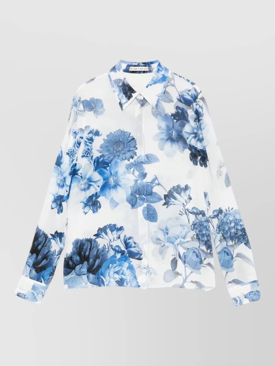 Alice + Olivia Floral-Print Silk Shirt
