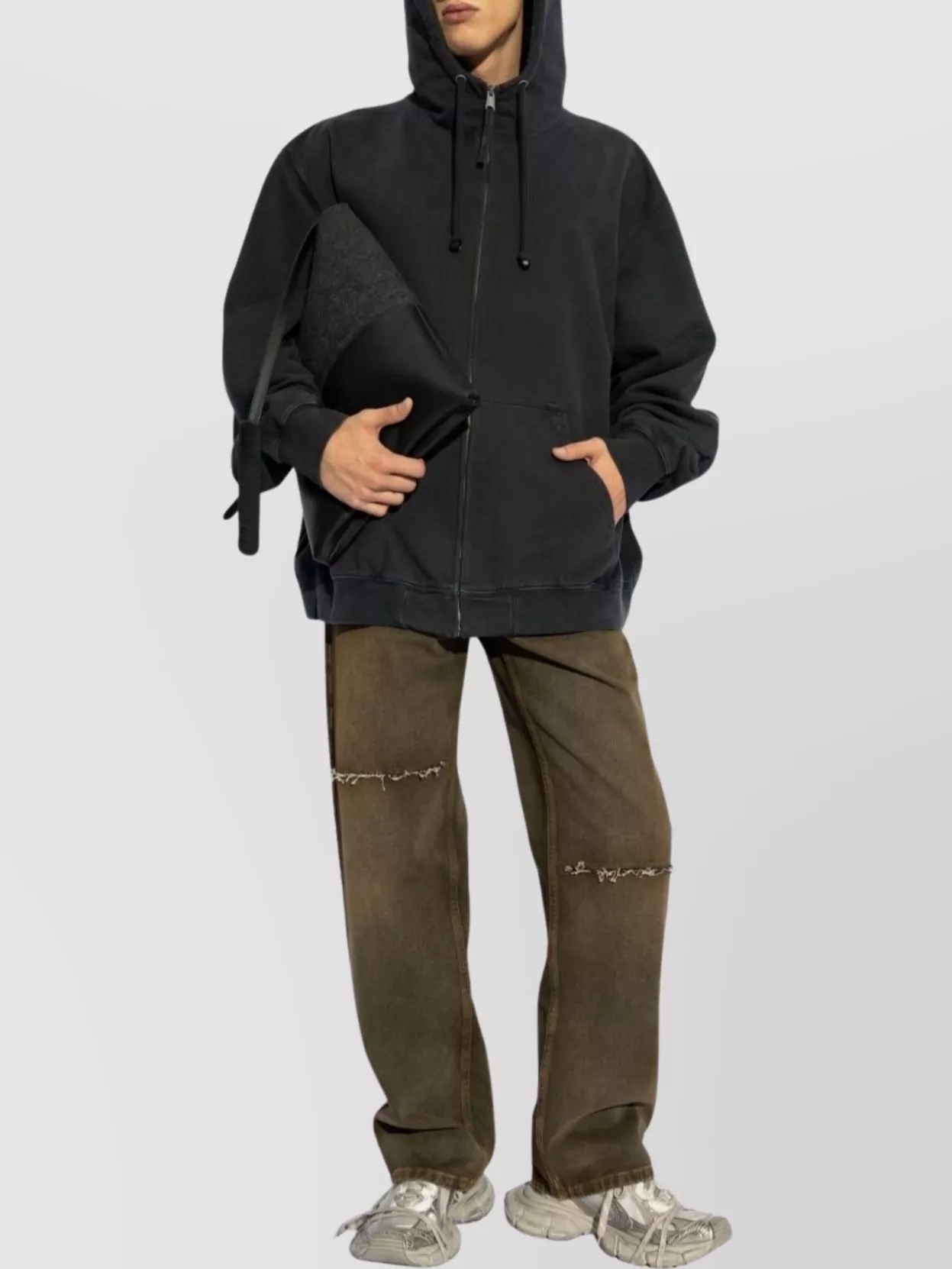 Mm6 Maison Margiela Mid-Rise Wide Leg Denim Jeans With Ripped Detailing