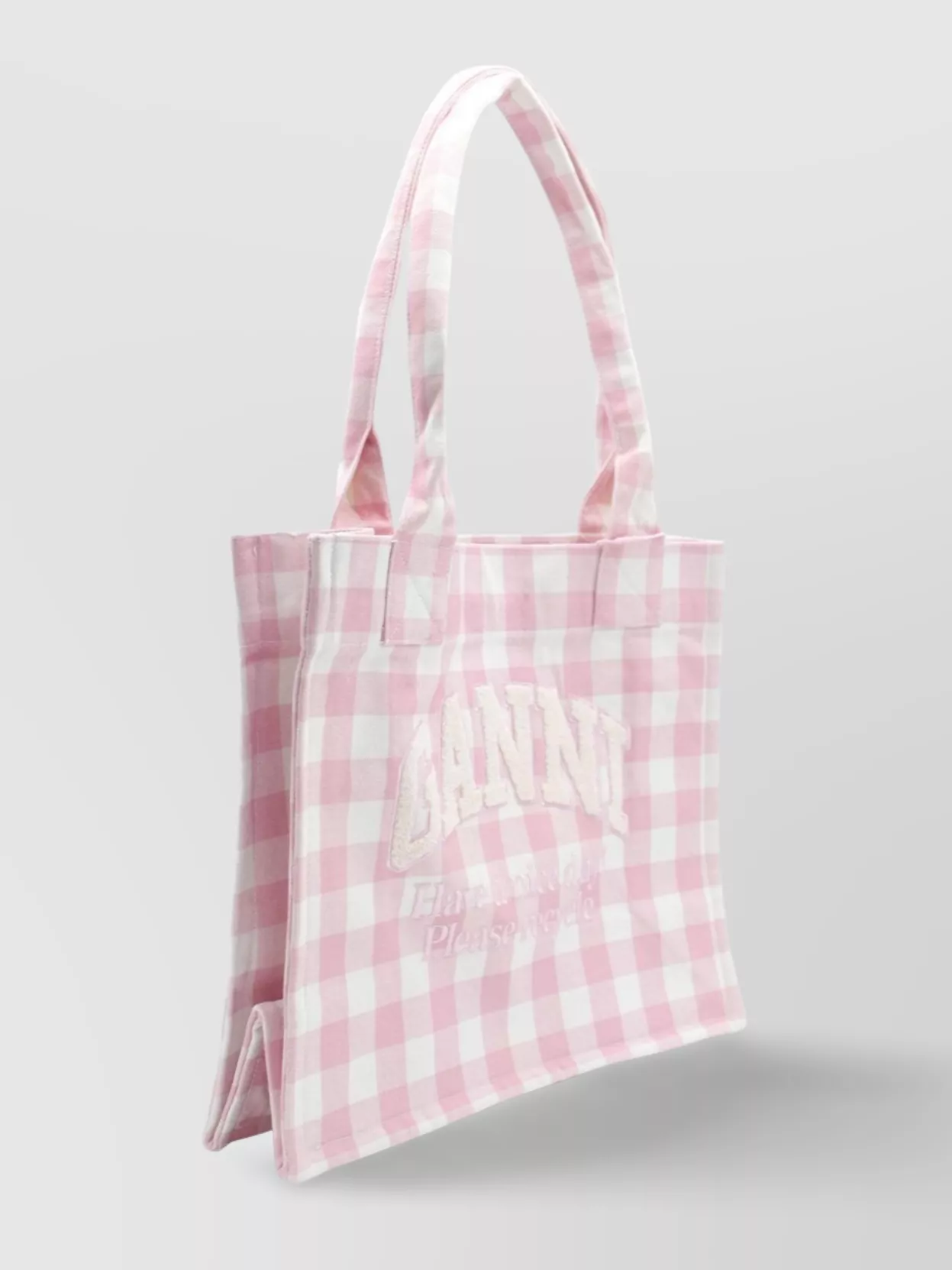 Ganni Tote Bag Checkered Dual Handles