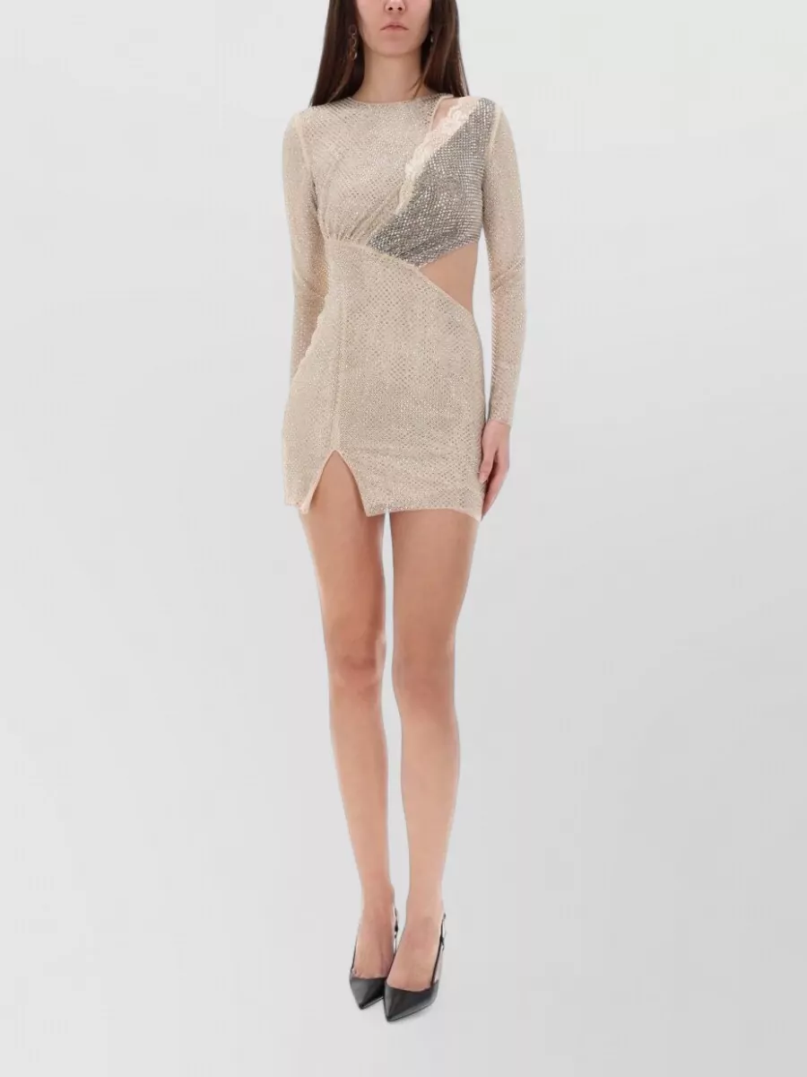 Self-Portrait Rhinestone Mini Dress