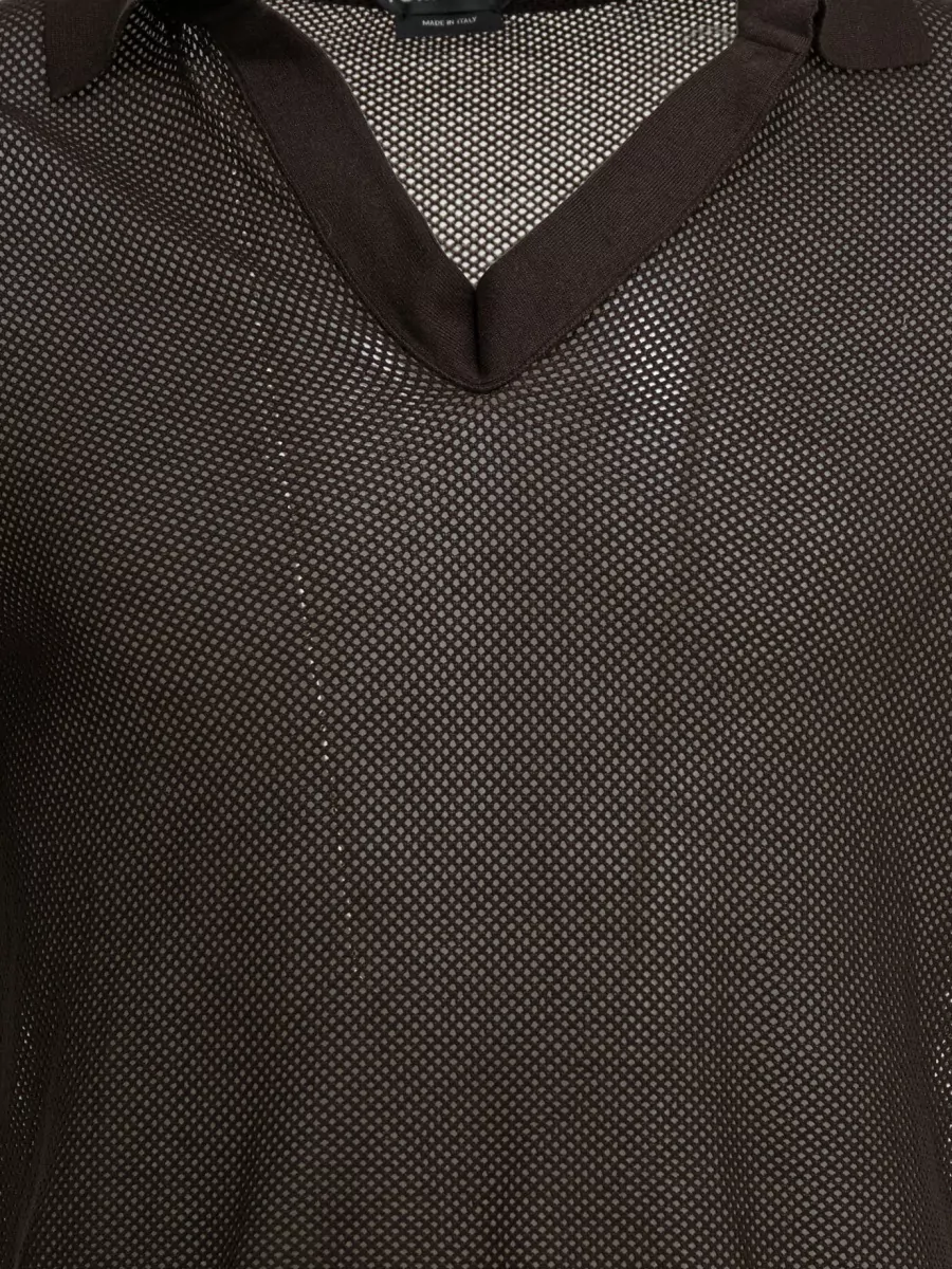 Tom Ford Polo Shirt Mesh Design Ribbed Cuffs Hem