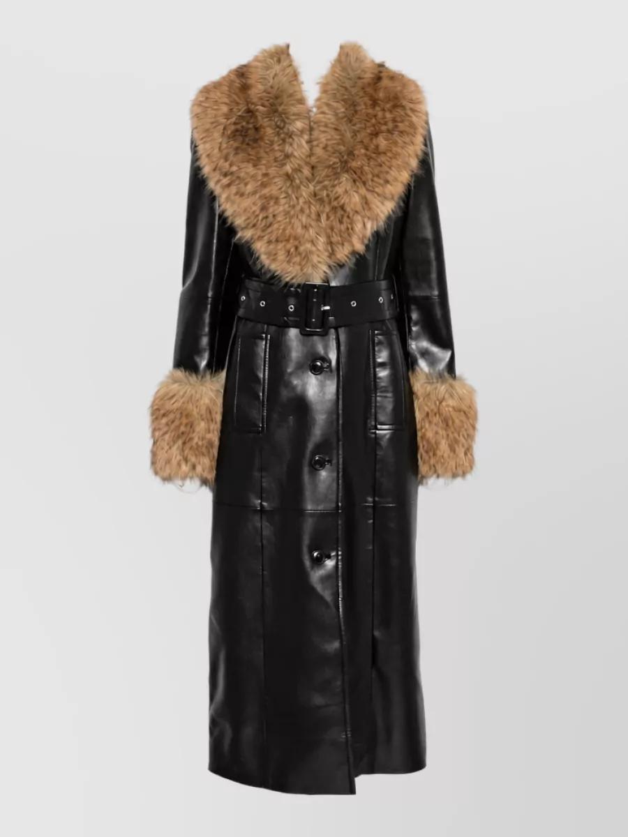 Stand Studio faux leather belted coat