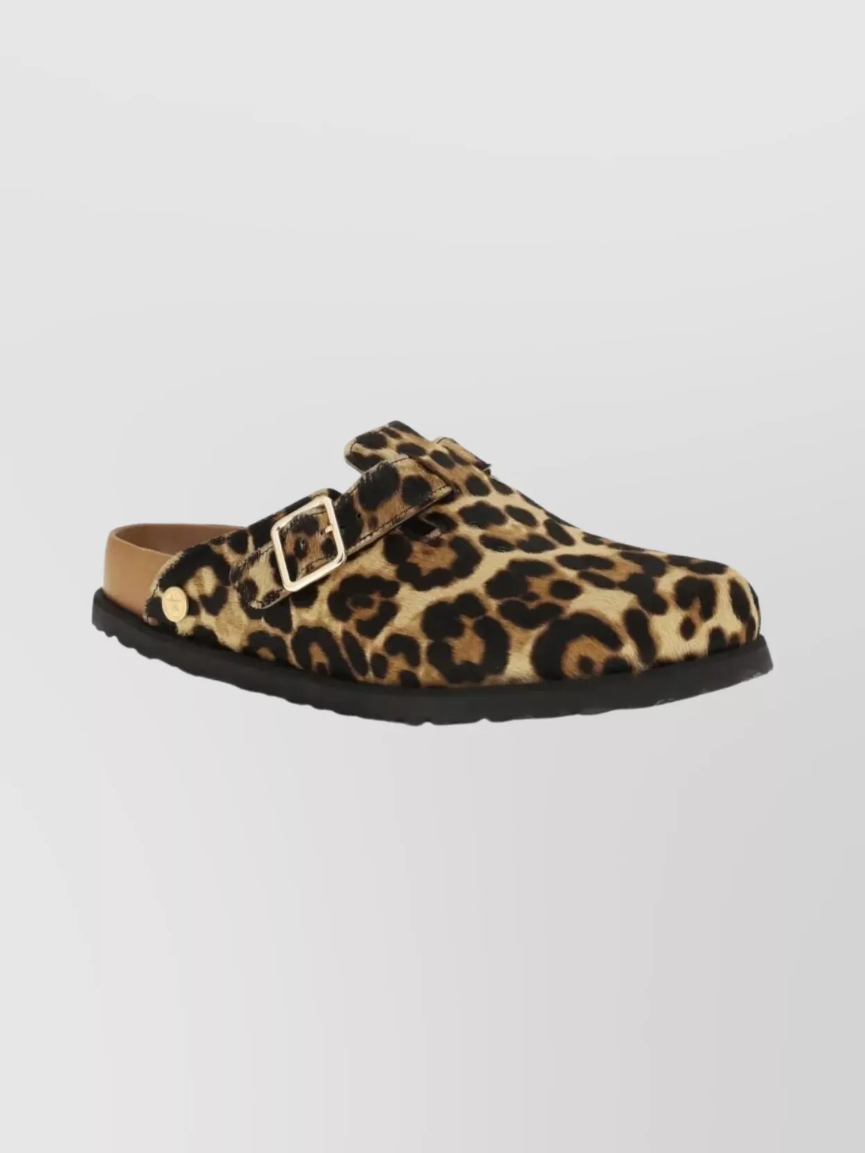 Birkenstock 1774 Animal Print Flat Sole Mules With Buckle In Brown