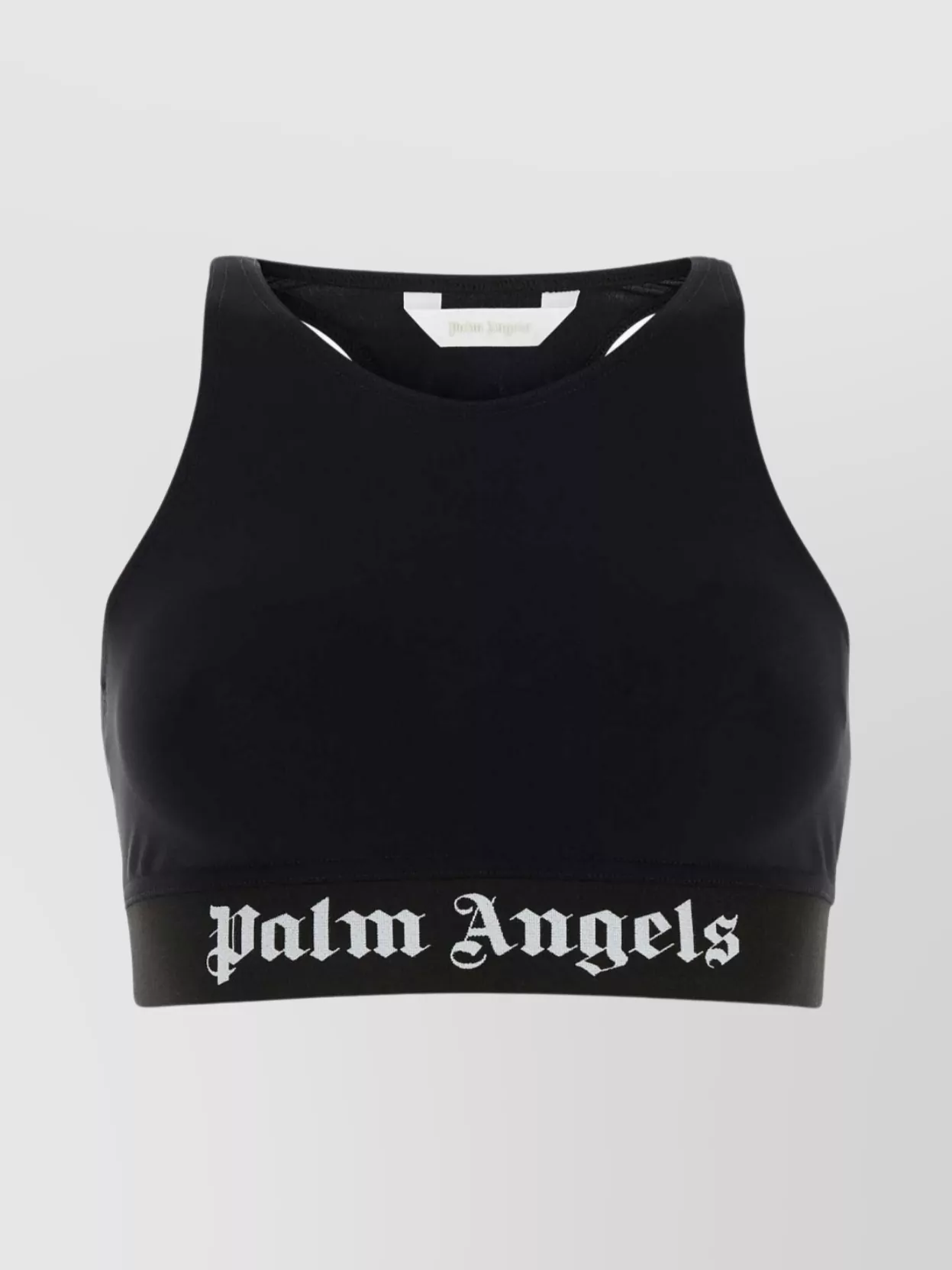 Shop Palm Angels Nylon Racerback Crop With Elasticated Underband
