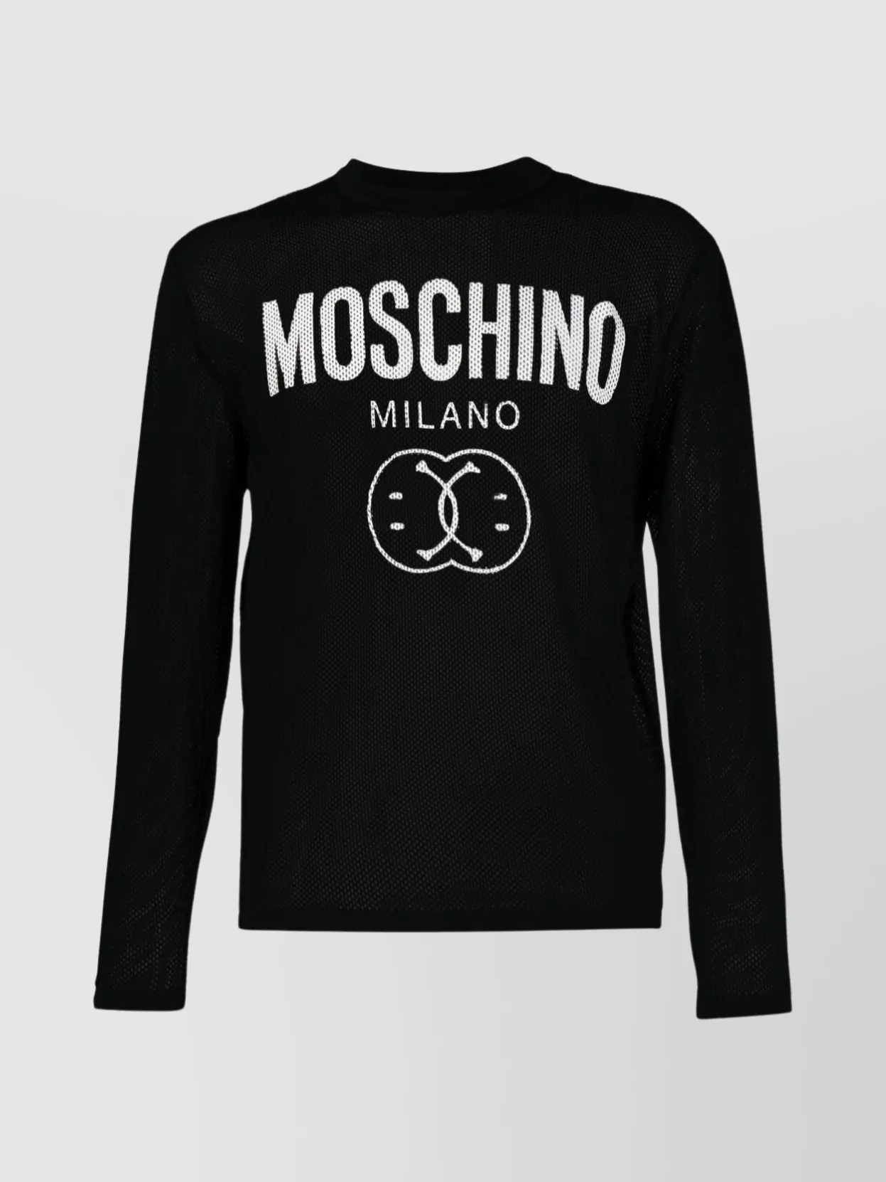 Shop Moschino Textured Knit Crewneck Sweater In Black