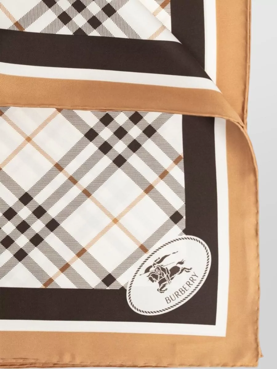 Burberry Wool Foulard Check Pattern Square Shape
