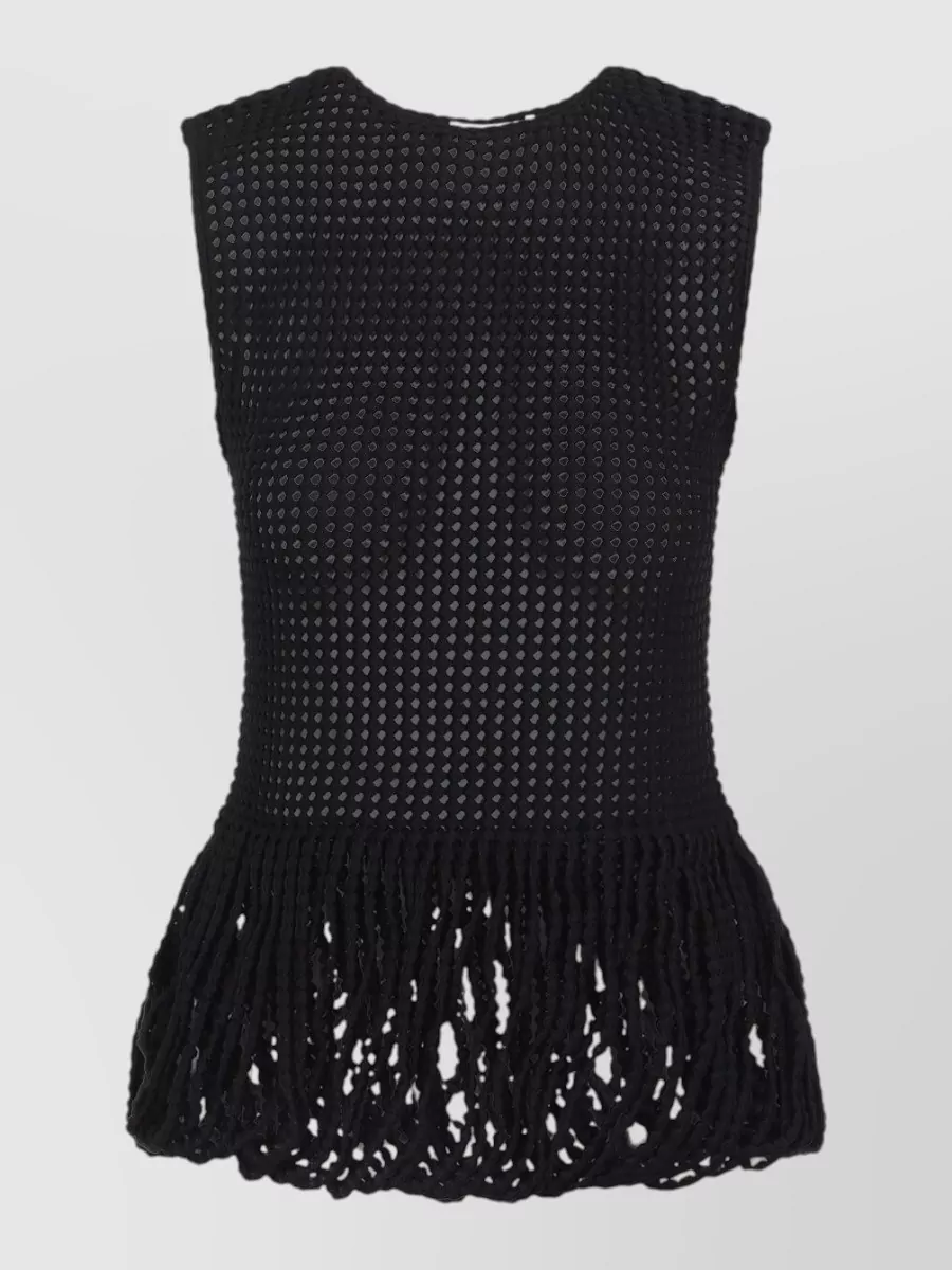 Alaïa Mesh Peplum Sleeveless Knitted Top