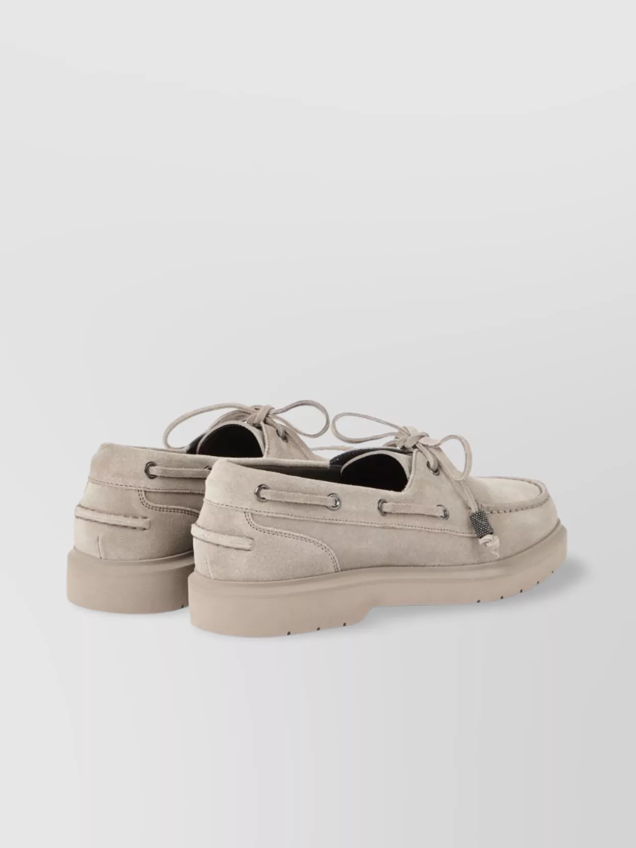 Brunello Cucinelli Loafers In Leather With Eyelet And Lace Detail
