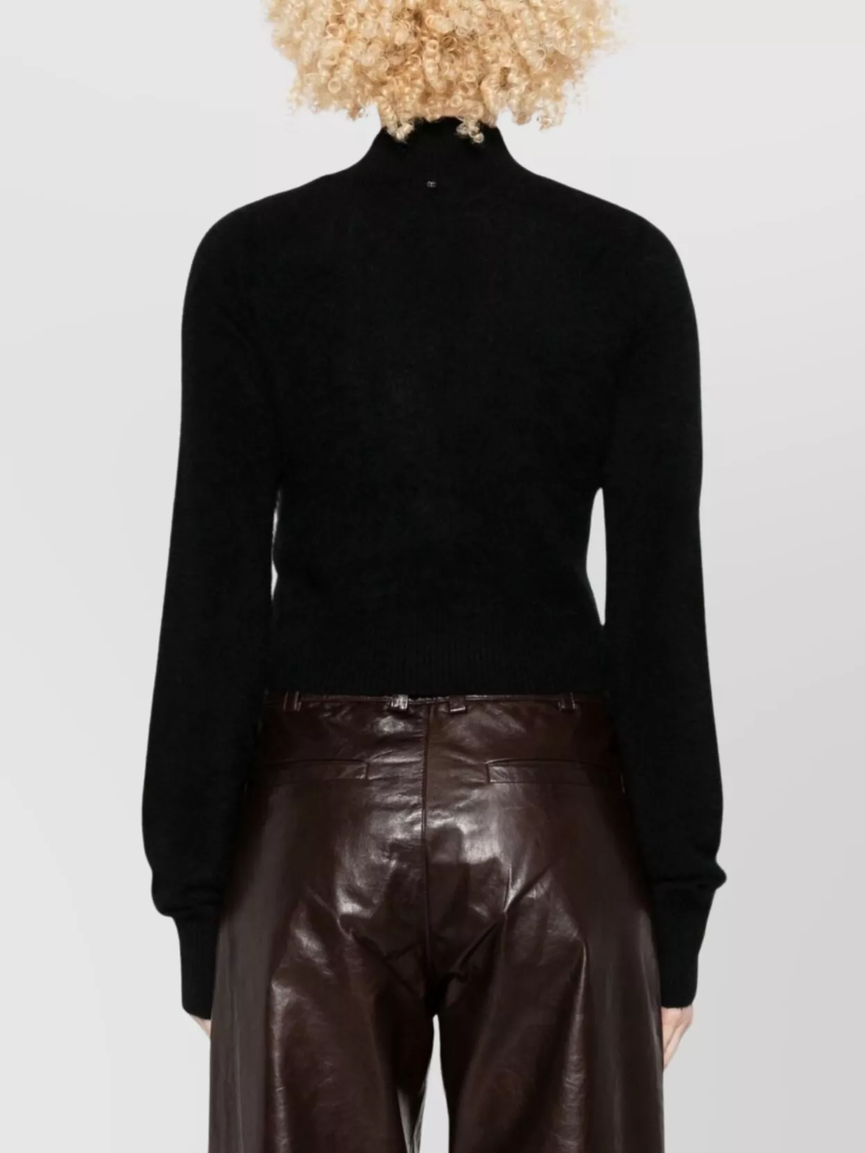 Sportmax Cashmere Mock Neck Cropped Sweater