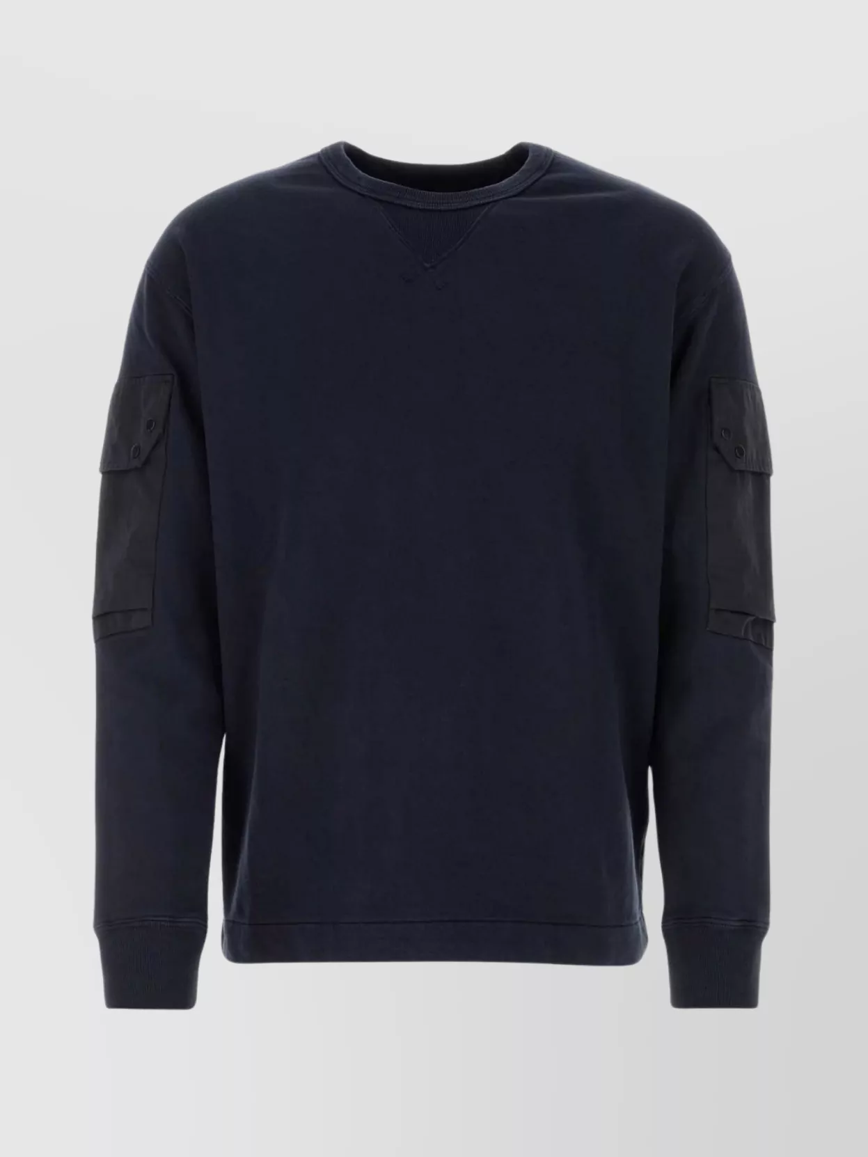 Shop Ten C Crew Neck Cotton Sweatshirt With Shoulder Patches