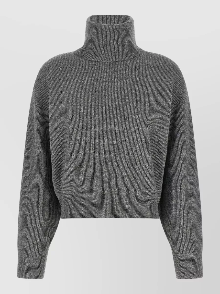 Brunello Cucinelli cashmere english ribbed cropped turtleneck sweater