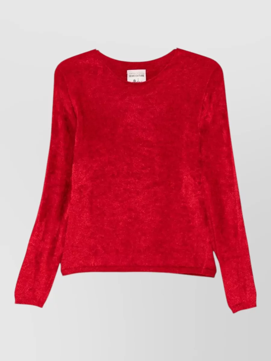 Semicouture brushed scoop neck long-sleeve sweater