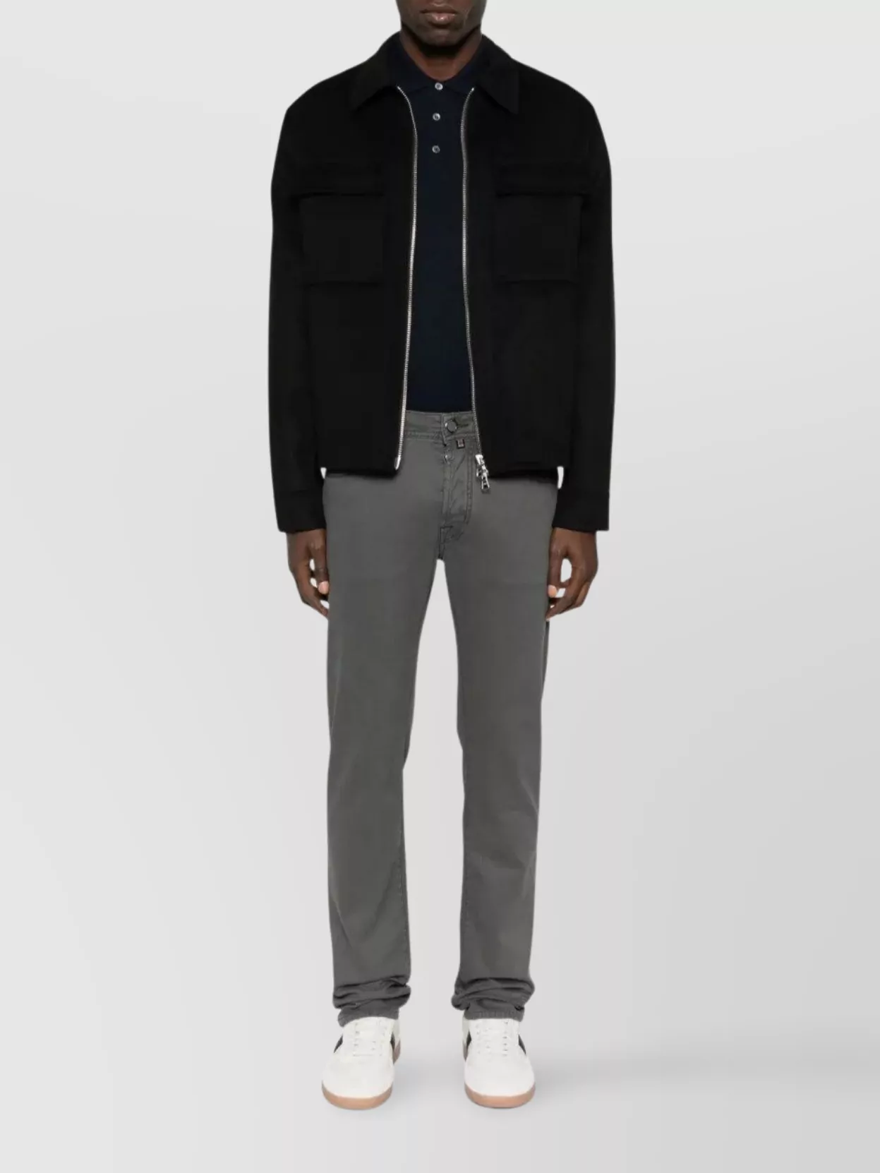 Tagliatore Wool Polo Shirt With Long Sleeves And Ribbed Hem In Blue