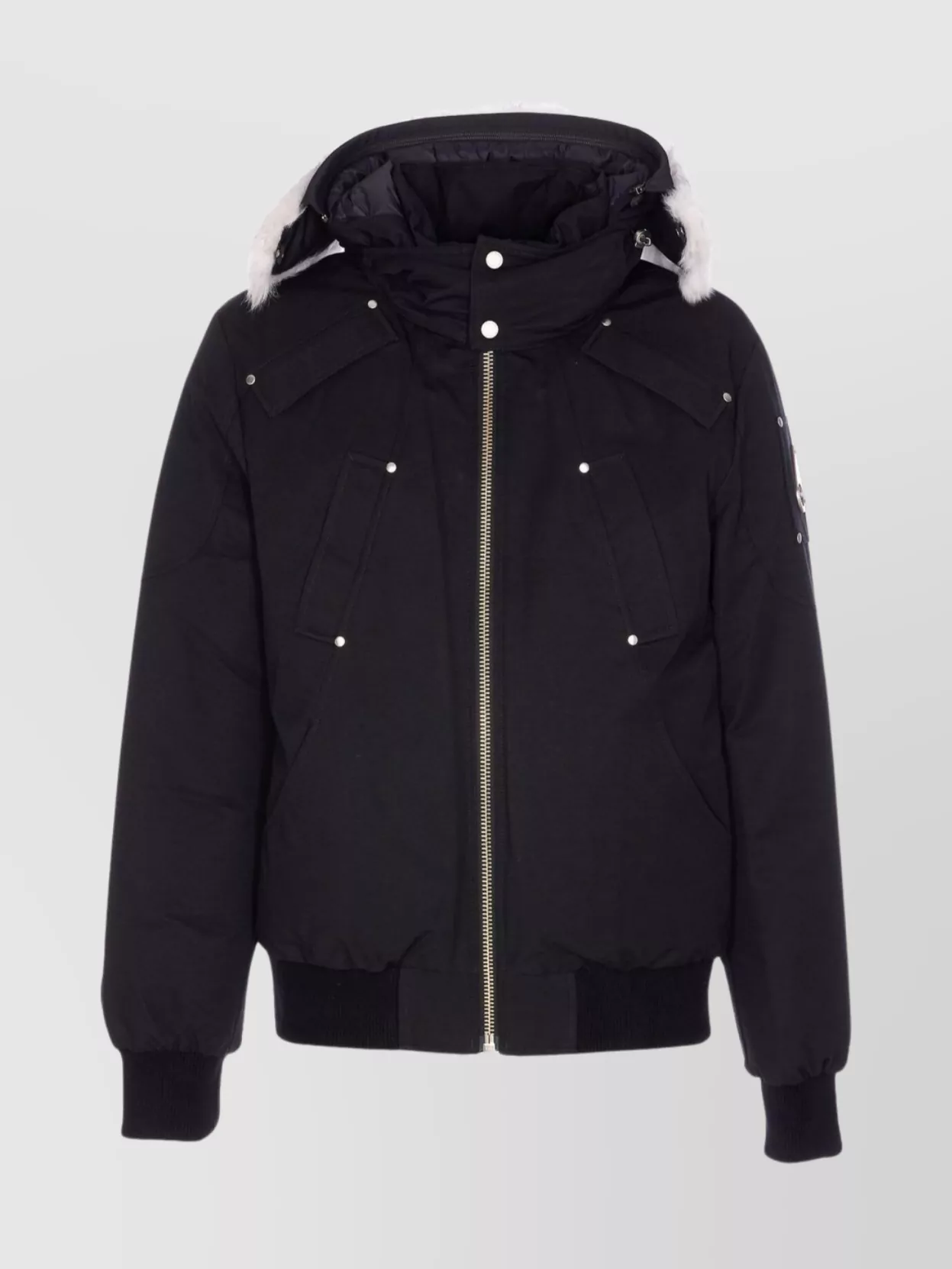 Moose Knuckles Versatile Bomber Jacket Removable Hood In Black