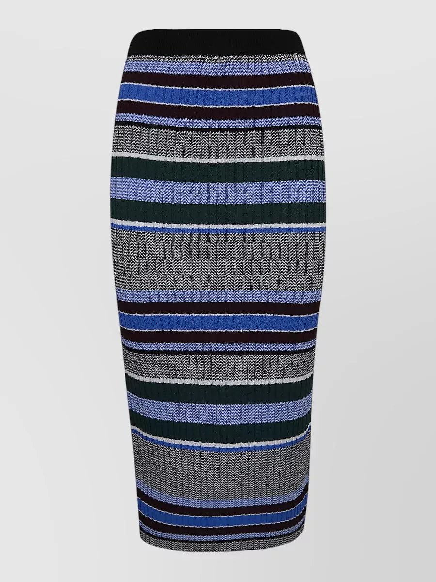 Pinko Ribbed Striped Midi Fitted Skirt