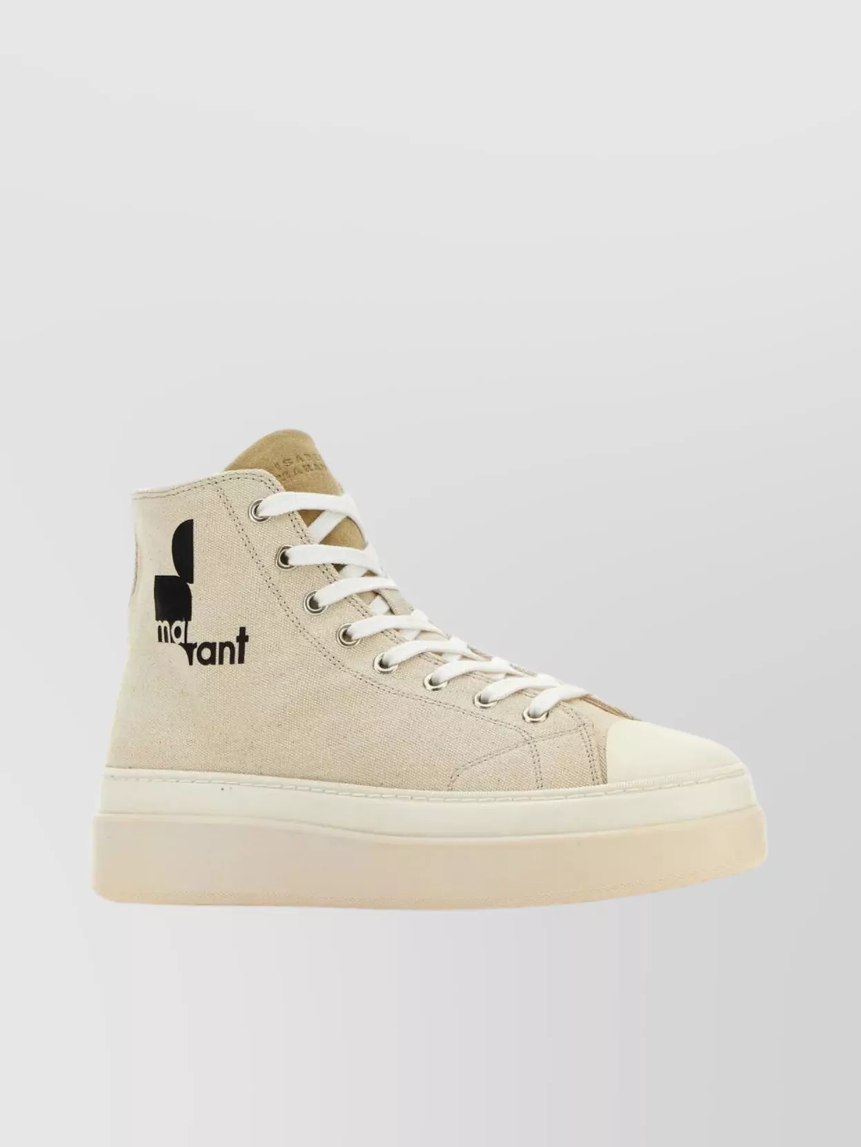 Shop Isabel Marant Printed Logo Canvas High-top Sneakers In Cream