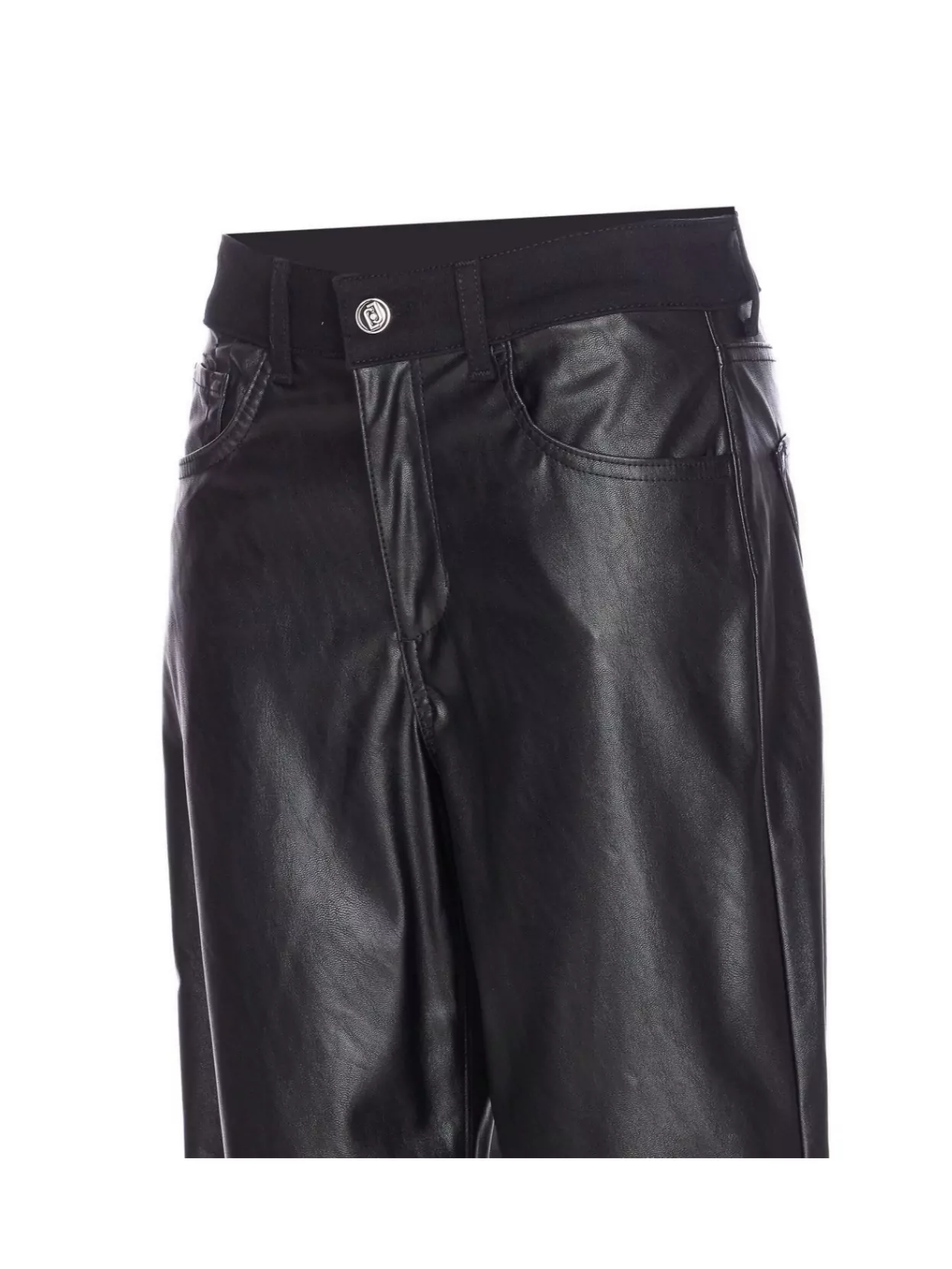 Liu Jo Wide Leg Faux Leather Trousers With Pockets