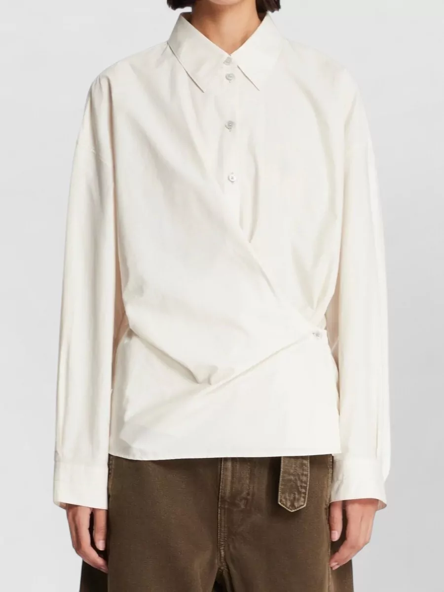 Lemaire Silk Cotton Asymmetric Long Sleeve Shirt