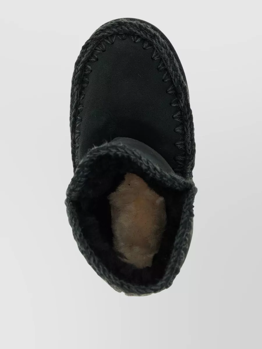 Mou Sheepskin Leather Glitter Ankle Boots