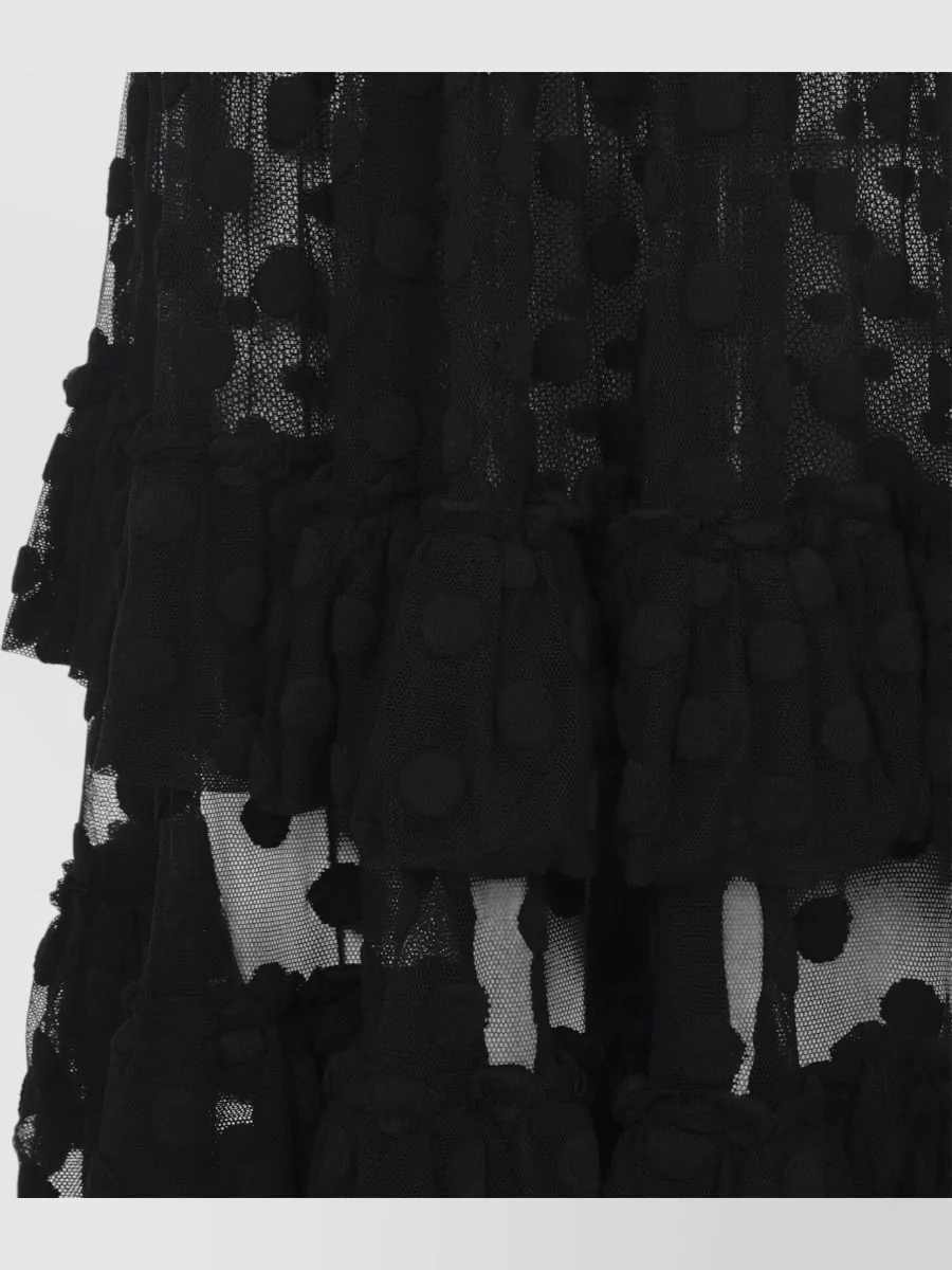 Dries Van Noten Polka-Dot V-Neck Flounced Midi Dress