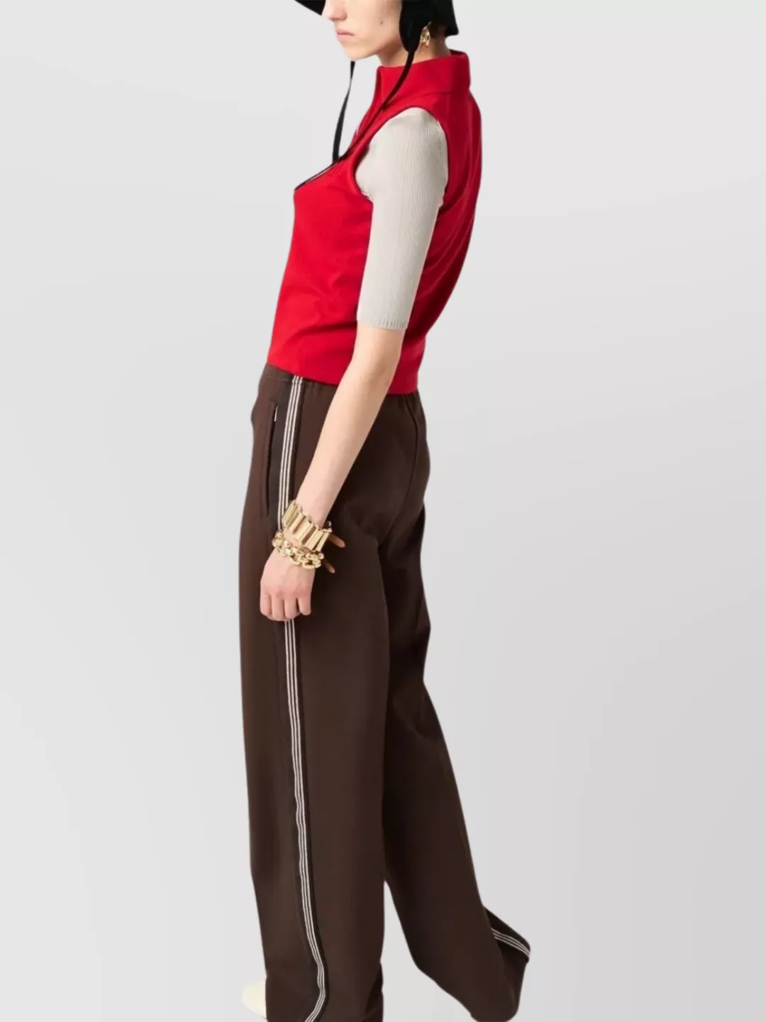 Miu Miu Cashmere Polo Top Ribbed Collar