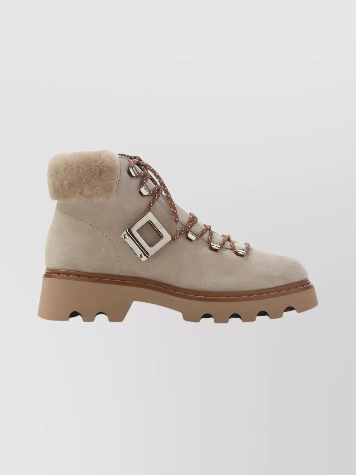 Roger Vivier Ranger Bootie With Buckle And Fur Trim