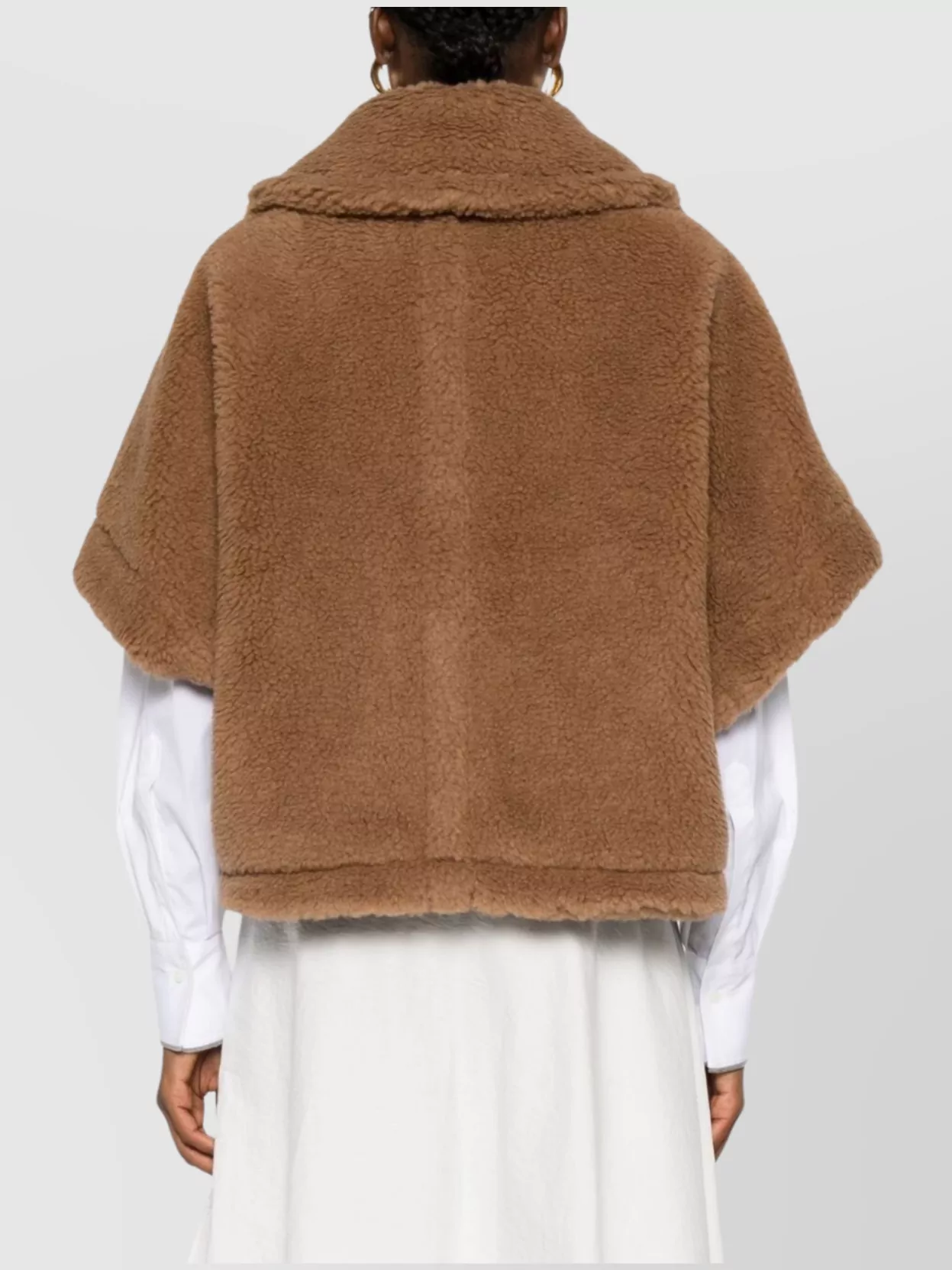 Max Mara Short Sleeve Cape With Faux Fur Texture