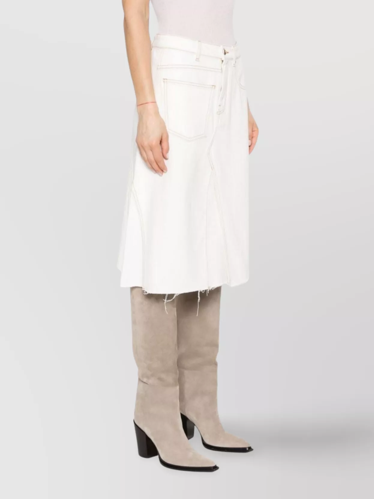 Tory Burch Contrast Stitched Cotton Denim Skirt
