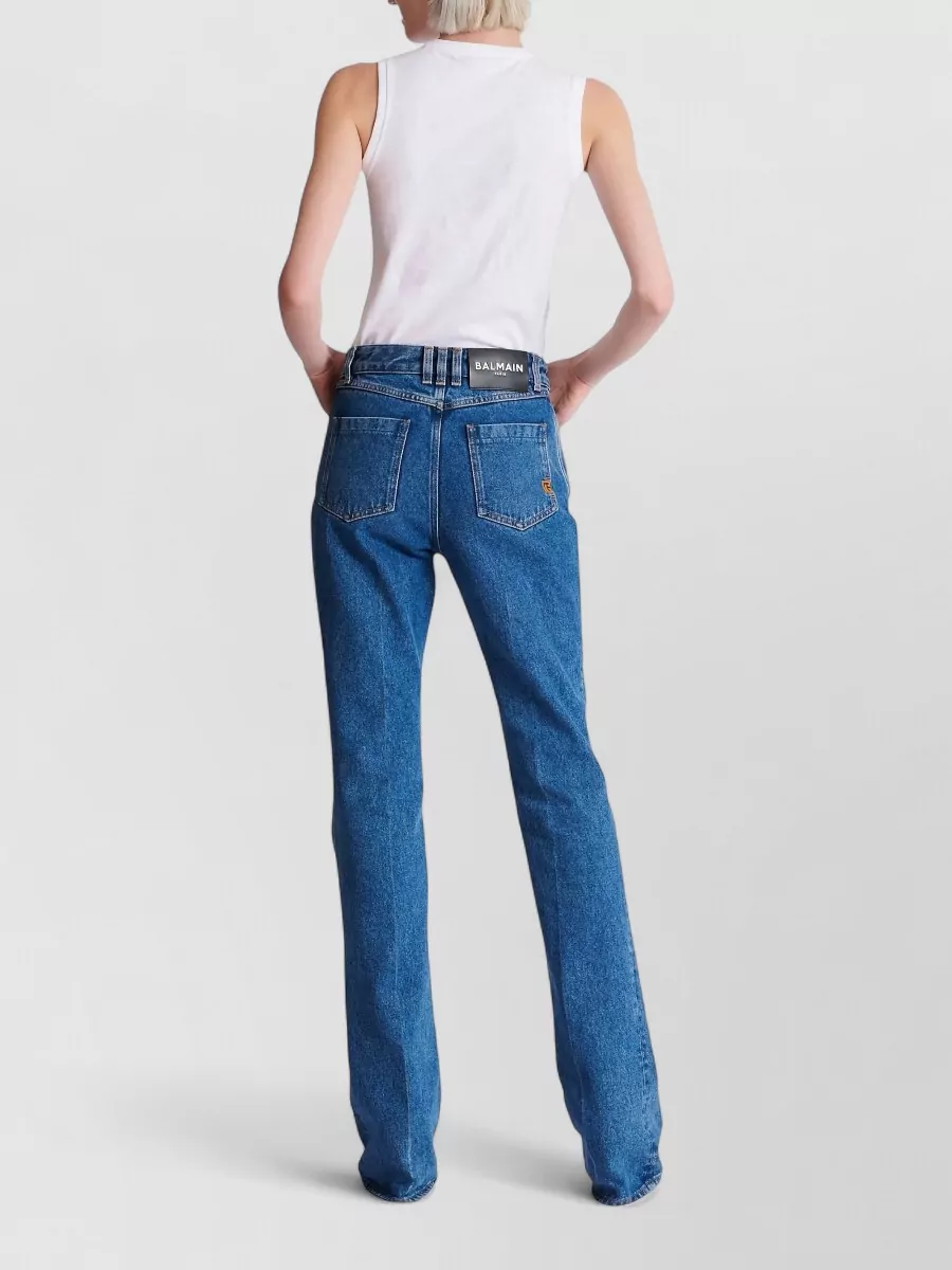 Balmain Straight Leg Jeans Contrast Stitching Belt Loops