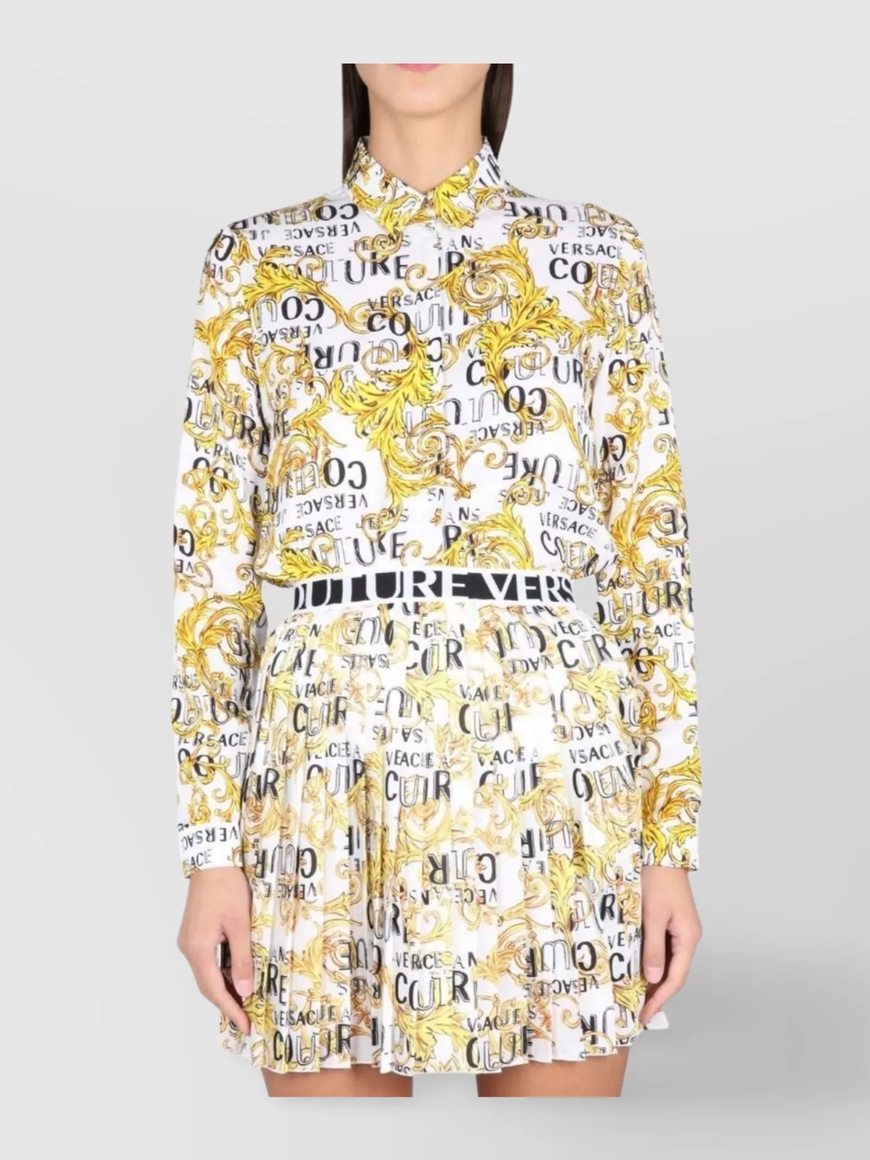 Versace Jeans Couture Ornate Print Collared Shirt With Long Sleeves