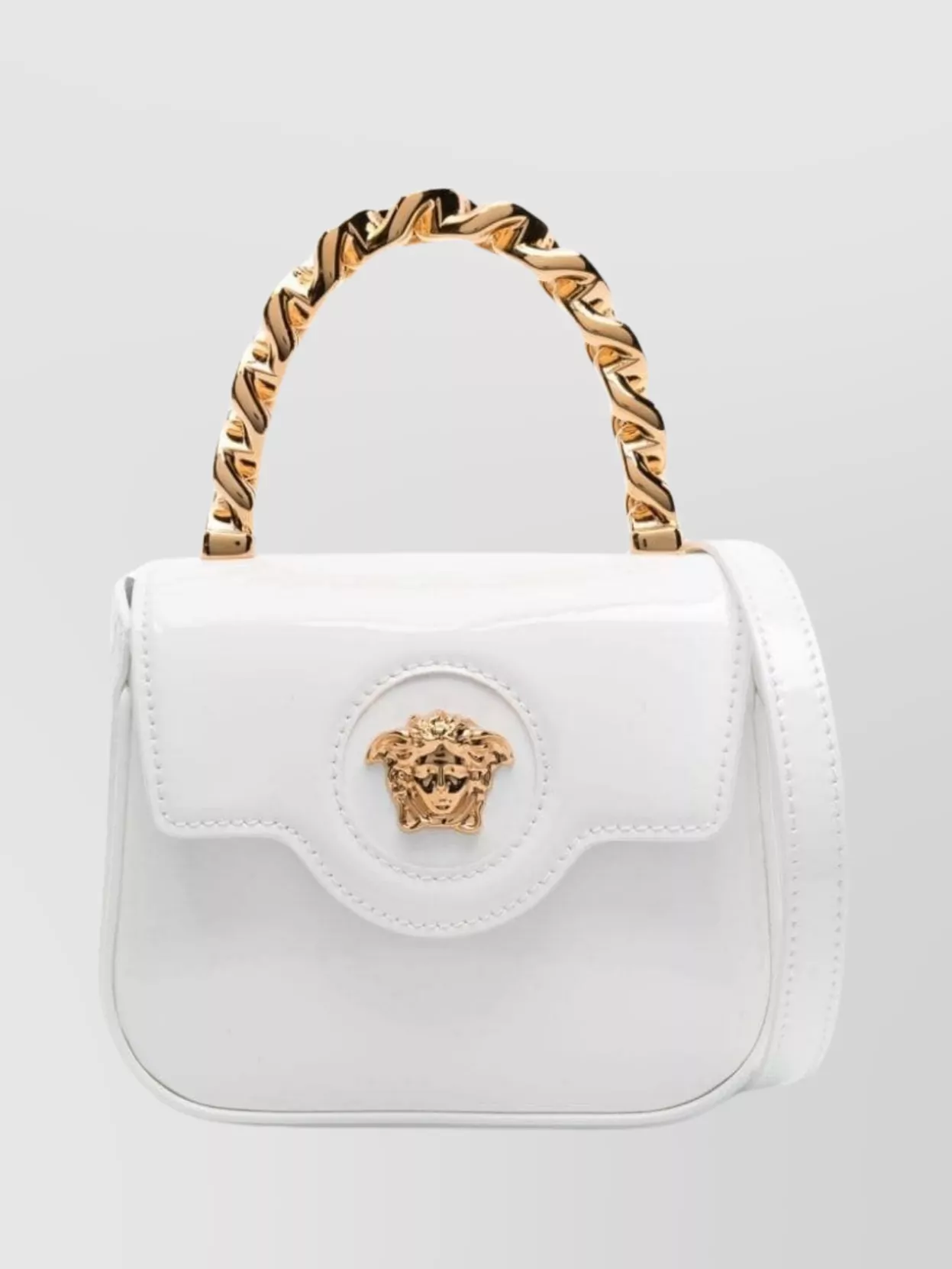 Shop Versace La Medusa Chain Handle Patent Shoulder Bag