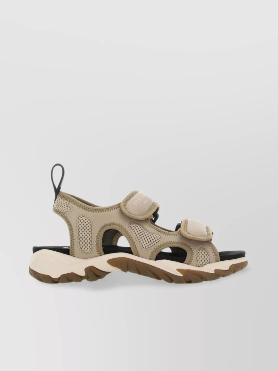 Shop Mcq By Alexander Mcqueen Fabric Chunky Sole Sandals With Cut-out Design In Beige