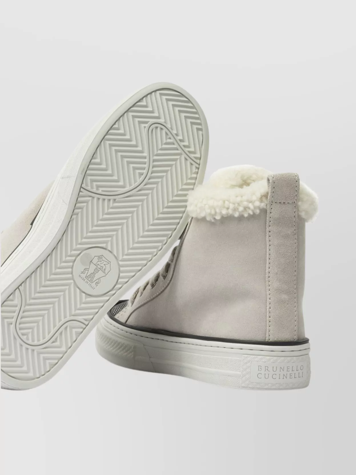 Brunello Cucinelli High-top Sneakers Featuring Monile Accents In Gray